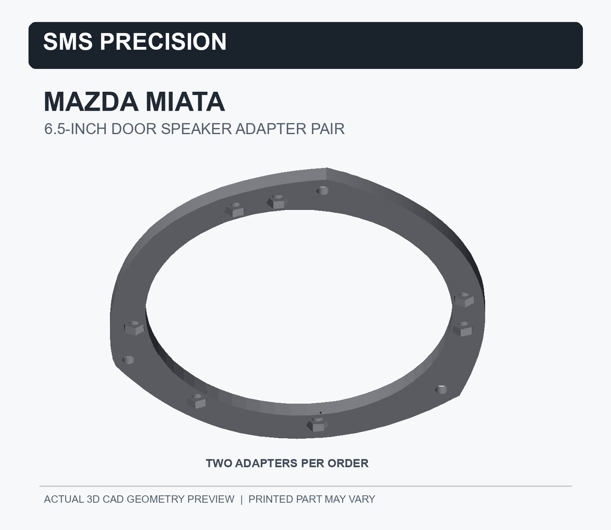 SMS Precision Mazda Miata 6.5-Inch Door Speaker Adapters — Pair