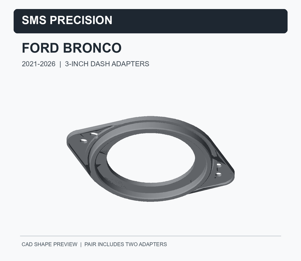 SMS Precision 2021–2026 Ford Bronco 3-Inch Dash Speaker Adapters