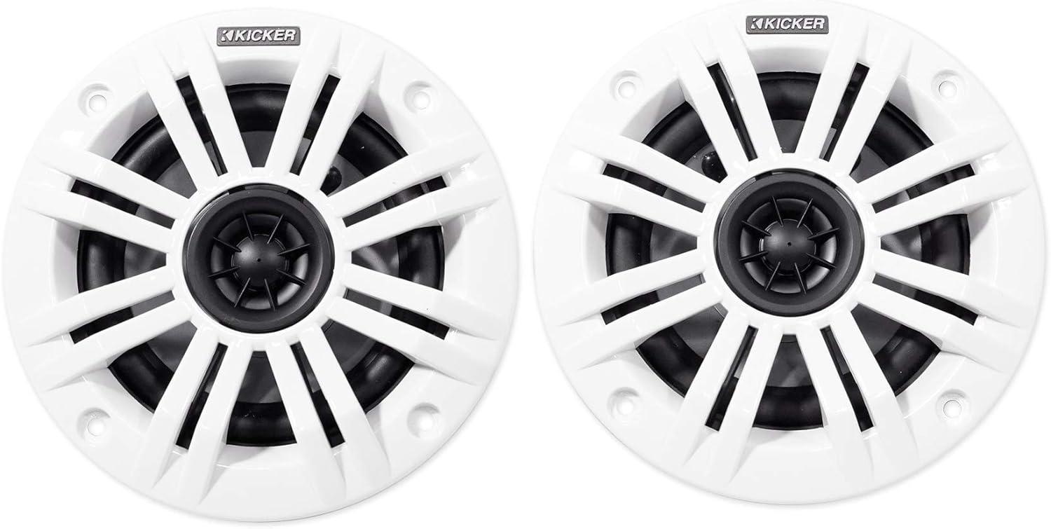 (OPEN BOX) 45KM44 KICKER KM Series 4" Inch Coaxial 2 Way Marine Waterproof Speakers 50W RMS 4 Ohm (Pair)