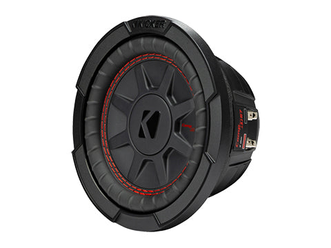 Kicker CompRT 6.75-inch shallow subwoofer left three-quarter view