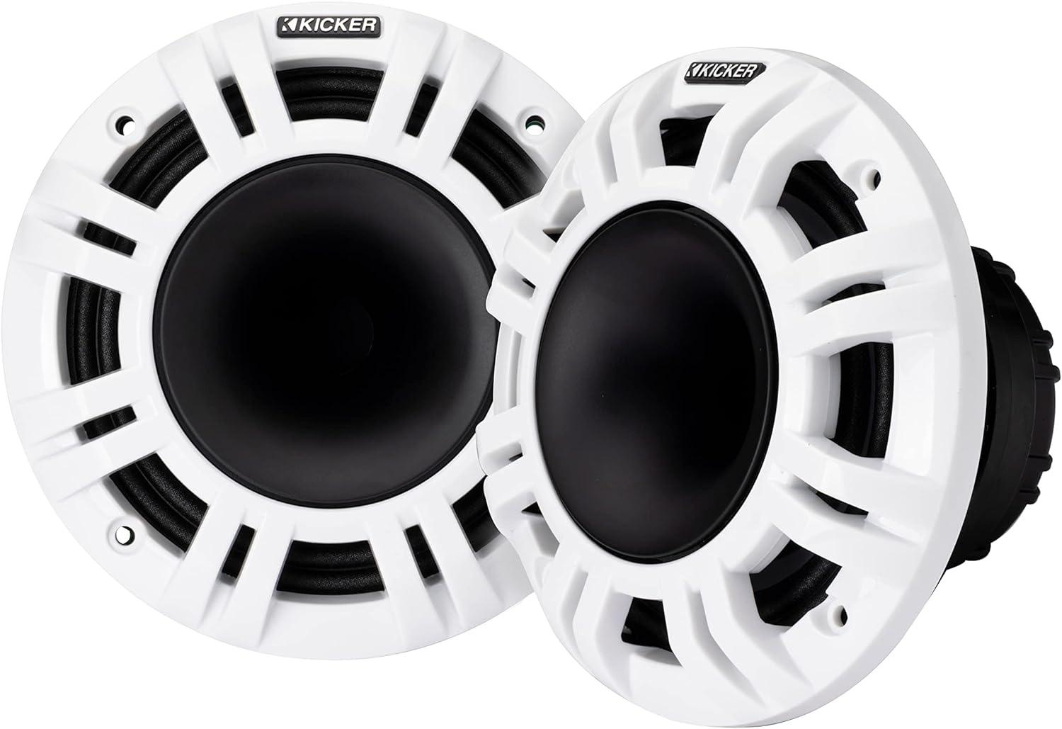 48KMXL654 KICKER KMXL Series 6.5" 6 1/2 Inch Marine Horn Loaded Compression Driver w/LEDs Coaxial Speaker 4-Ohm (Pair)