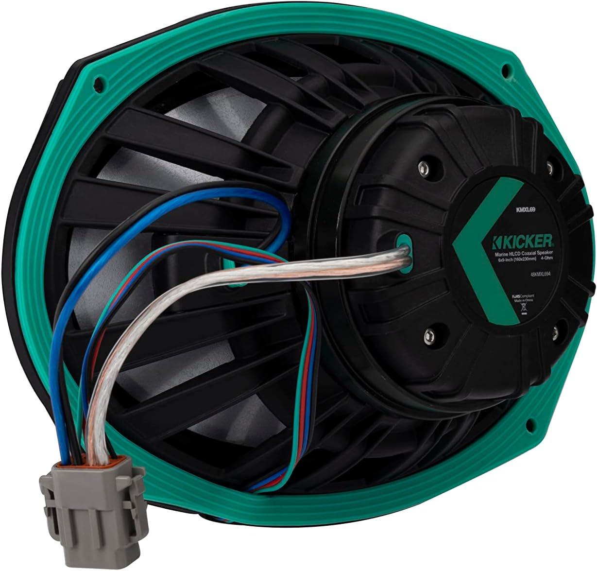 (OPEN BOX) 48KMXL694 KICKER KMXL Series 6x9" Inch Marine Horn Loaded Compression Driver w/LEDs Coaxial Speaker 4-Ohm (Pair)