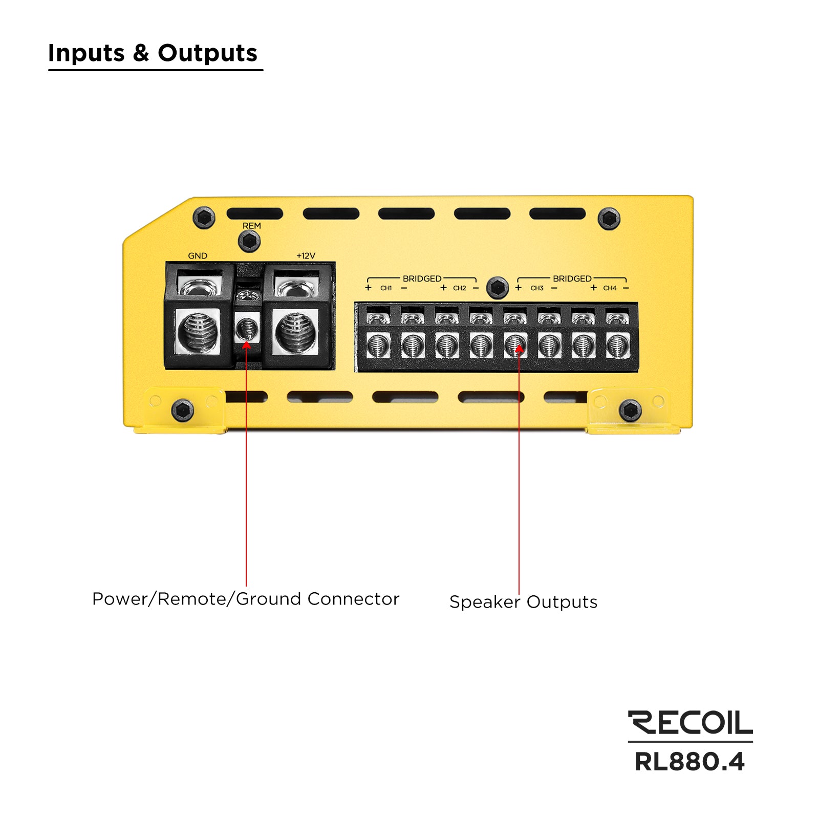 Recoil Audio RL880.4 Amplifier product image at SMS Car Audio