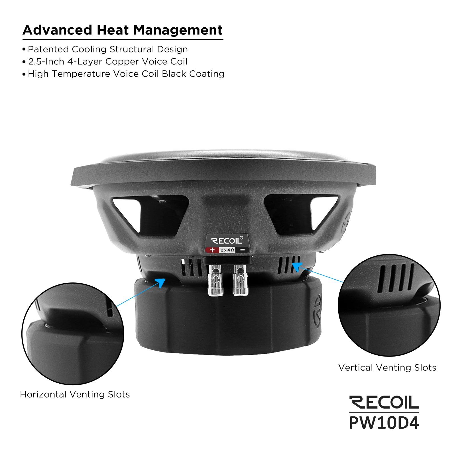 Recoil Audio PW10D4 Echo Pro 10" Subwoofer product image at SMS Car Audio