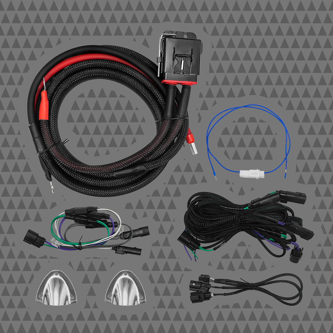 Cicada Audio HDPro4K Harley-Davidson 4-channel CX DSP harness kit with 8 AWG power wiring