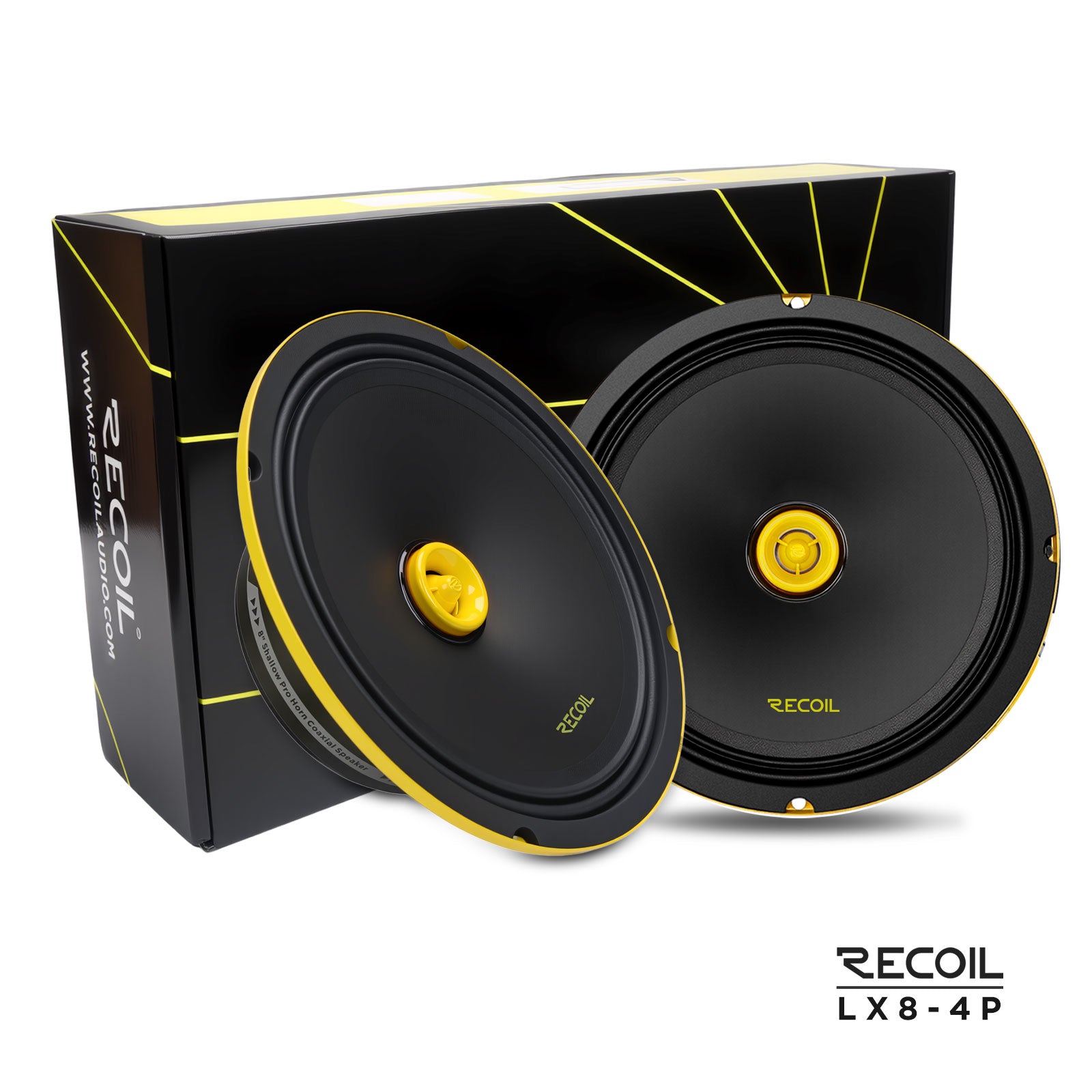 LX8-4P 8″ Pro Horn Coaxial Speaker – 320W Max, 95dB Sensitivity, 4Ω, Bullet Tweeter, 33oz Ferrite Magnet, 1.5″ KSV Voice Coil – High-Output Shallow Mount for Car, Truck, UTV, ATV, Golf Cart – Pair product image at SMS Car Audio
