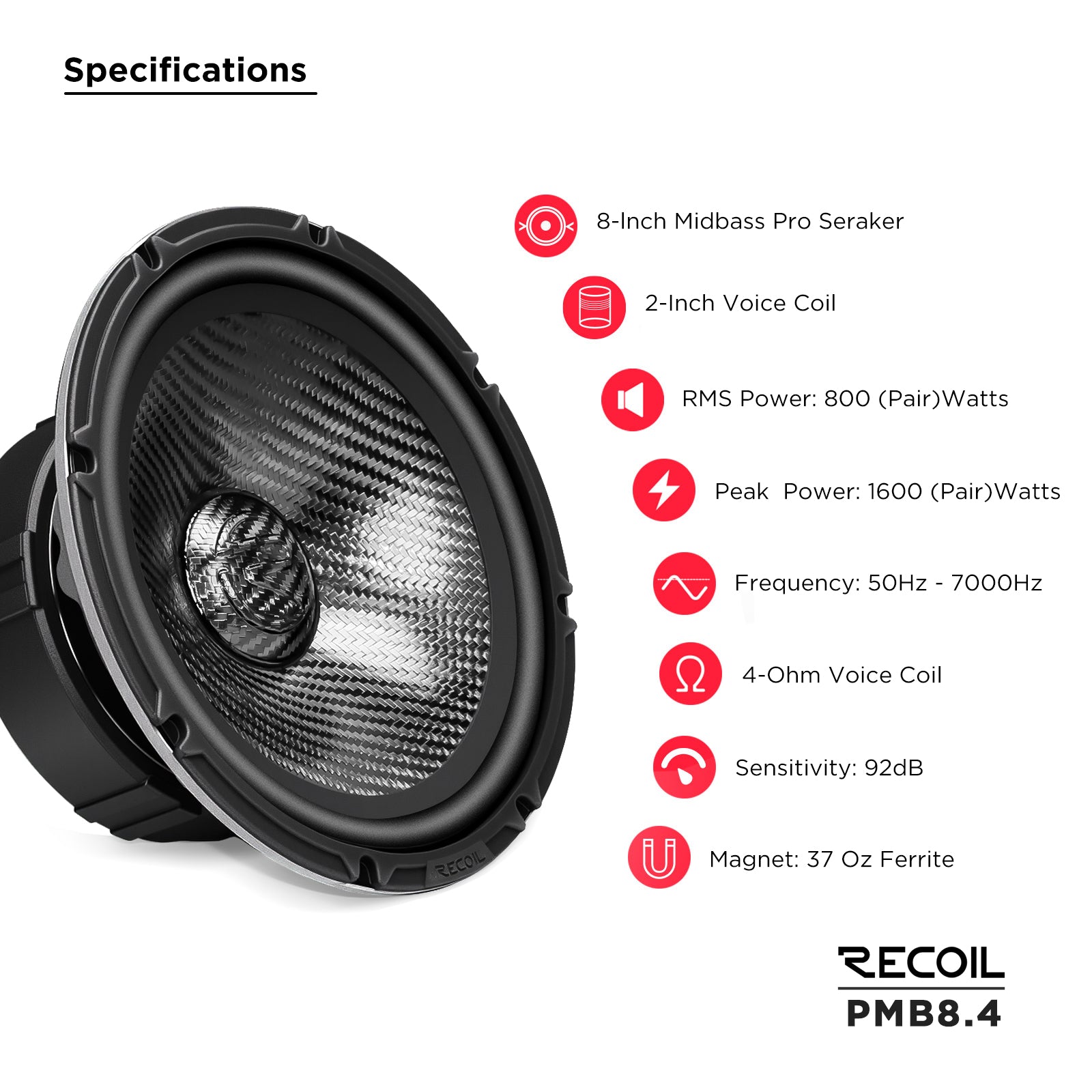 Recoil Audio PMB8.4 8-Inch Pro Midbass Speaker