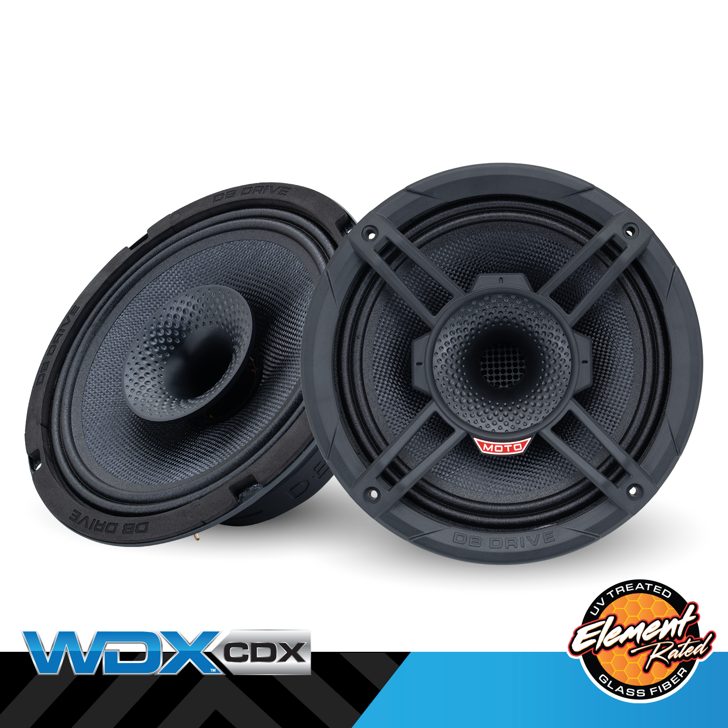 WDX8MOTO-CDX : 8 in. 2-Way Loudspeaker W/Rear Mounted Comp. Driver w/glass fiber element rated cone