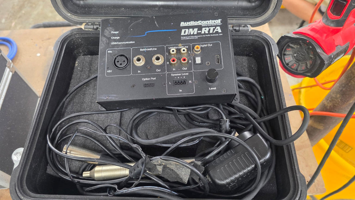 Used AudioControl DM-RTA real-time analyzer kit in hard case with CM-10 microphone and accessories