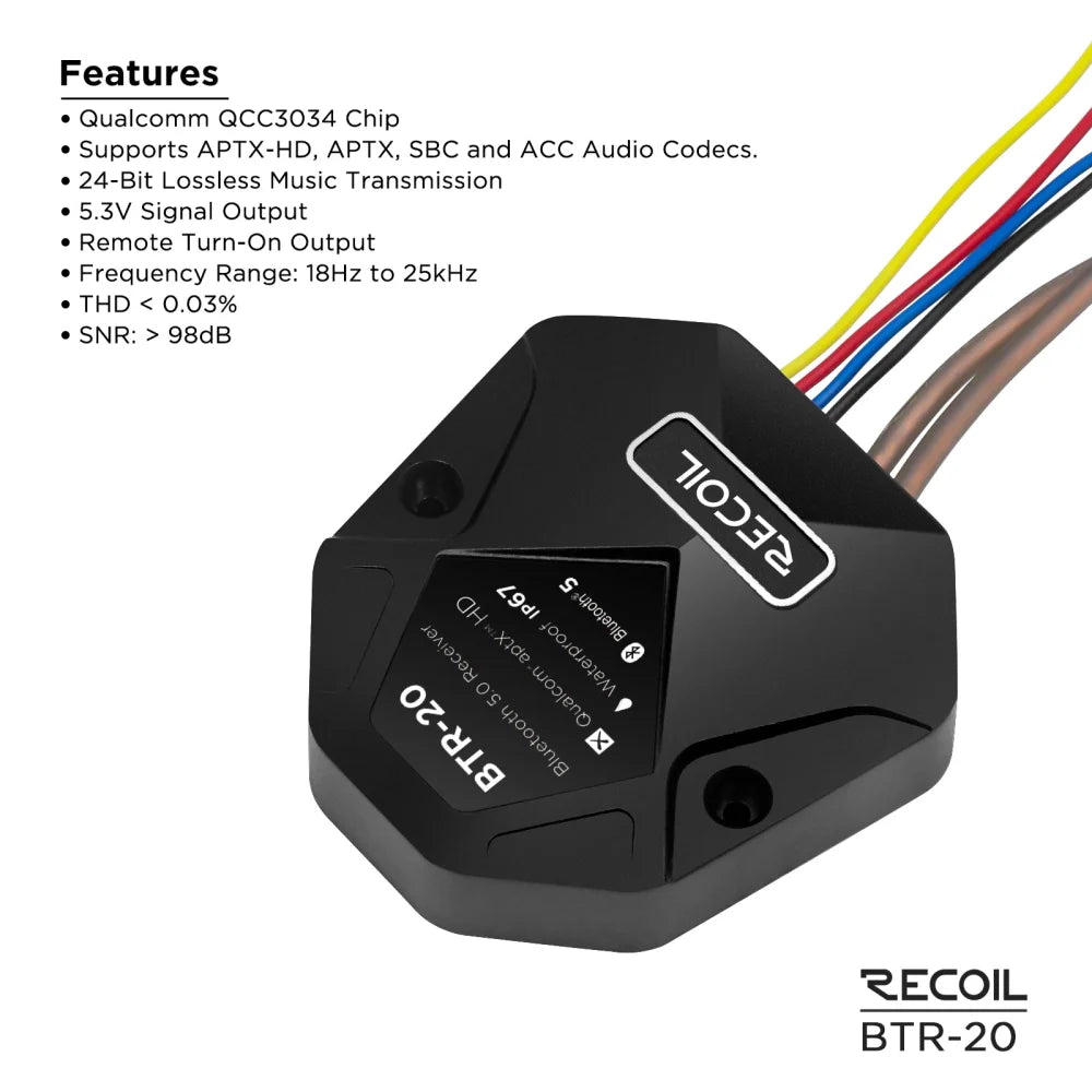 Btr-20 Waterproof Bluetooth Receiver - Recoil Audio