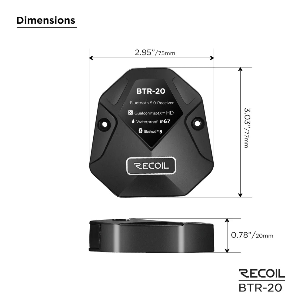Btr-20 Waterproof Bluetooth Receiver - Recoil Audio