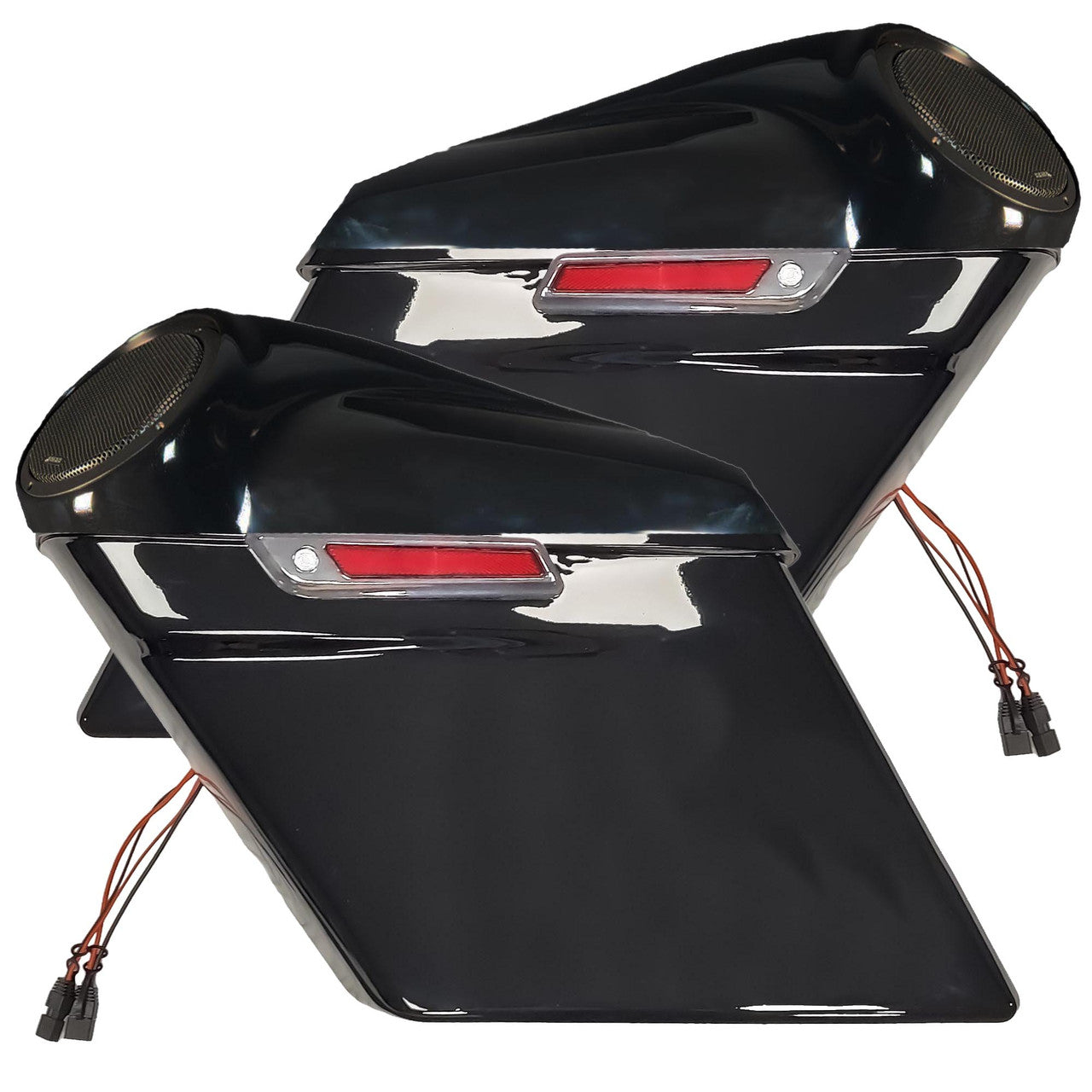 Cicada Audio 14HDXBAG10LID8 2014-2023 Harley-Davidson extended saddlebag system with 8-inch lids and 10-inch bag cutouts