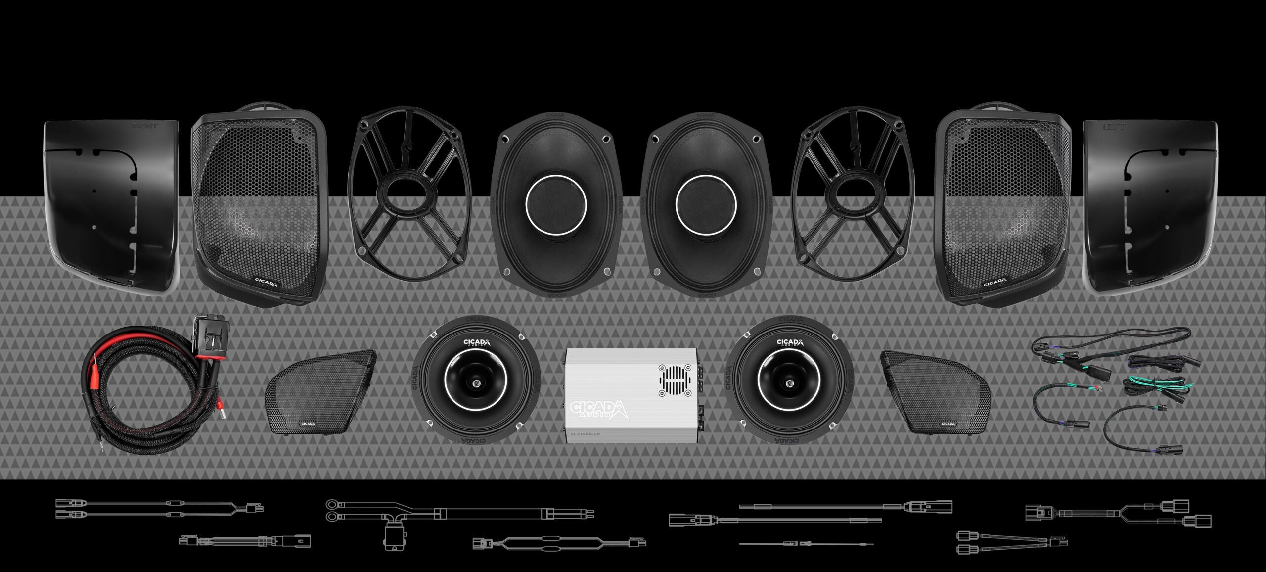 Cicada Audio 24FLXPCH-4X4RG Level 3 PRO 2024+ Road Glide full-stage system