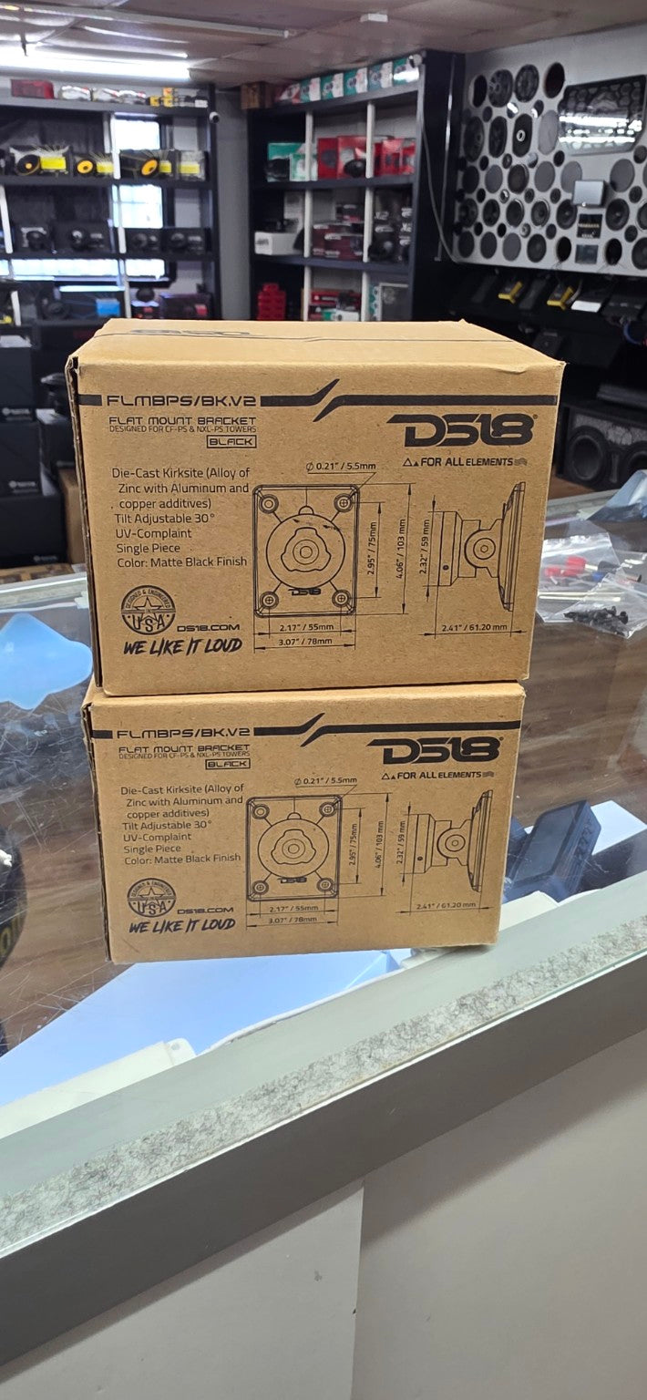 DS18 FLMBPS/BKV2 black swivel flat mount bracket clearance stock, two boxed units