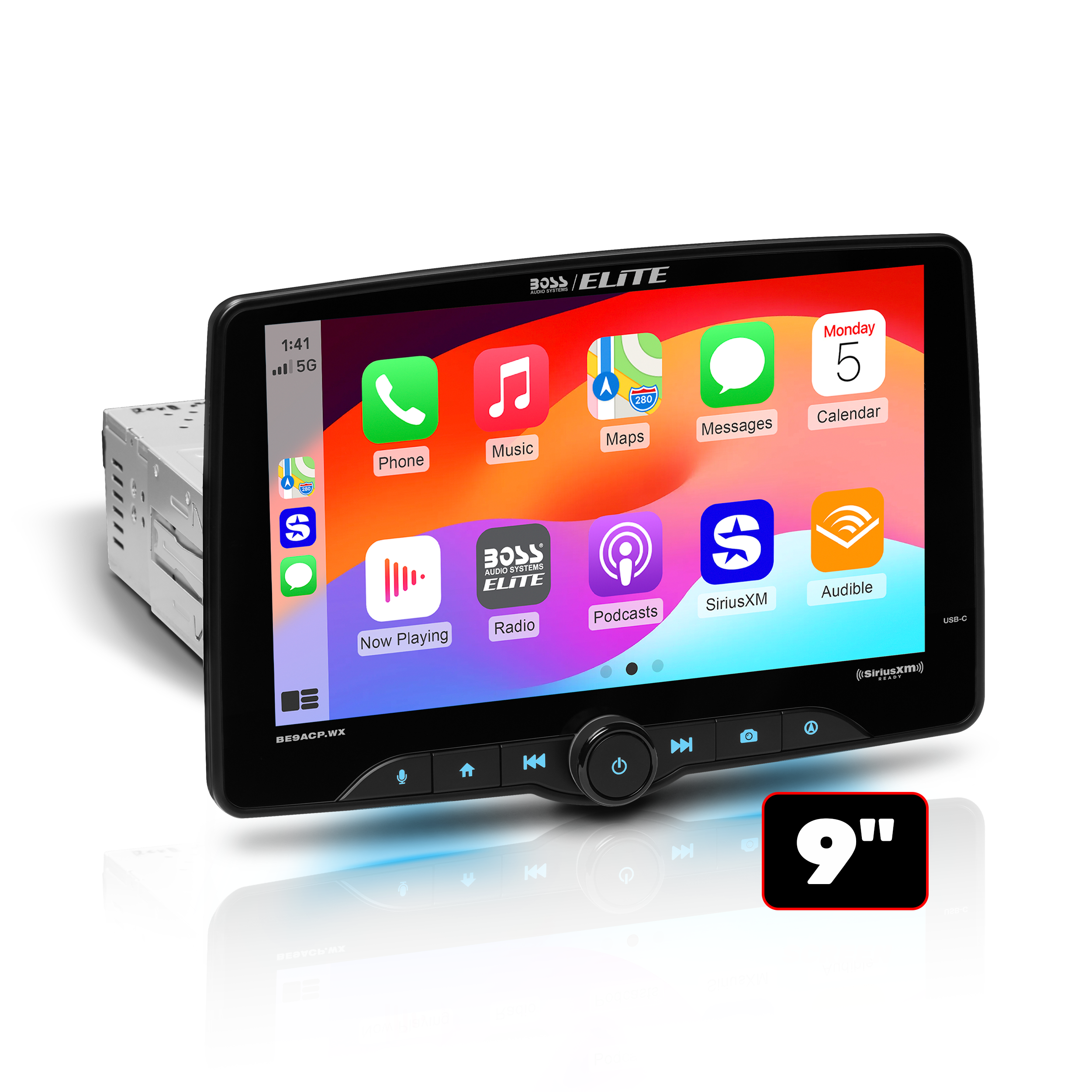 BOSS Elite BE9ACP.WX 9" Touchscreen Radio with Wireless Apple CarPlay & Android Auto