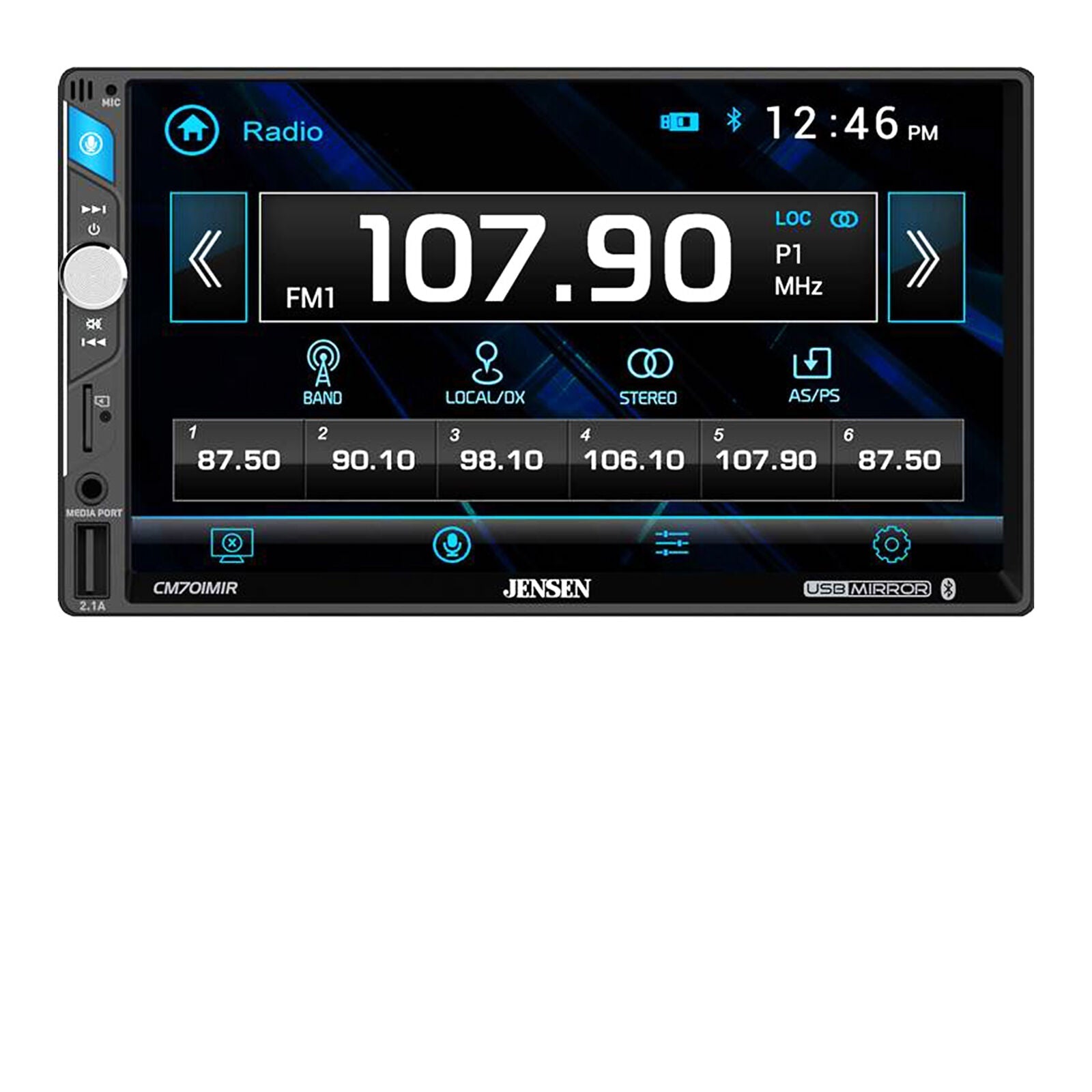 Jensen 7" 2-Din Touchscreen LCD USB Screen Mirroring Bluetooth Multimedia Radio