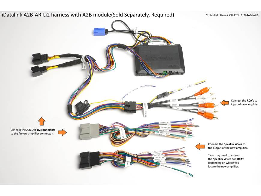 iDatalink Maestro A2B-AR-LI2 amplifier replacement T-harness for select Lincoln A2B systems