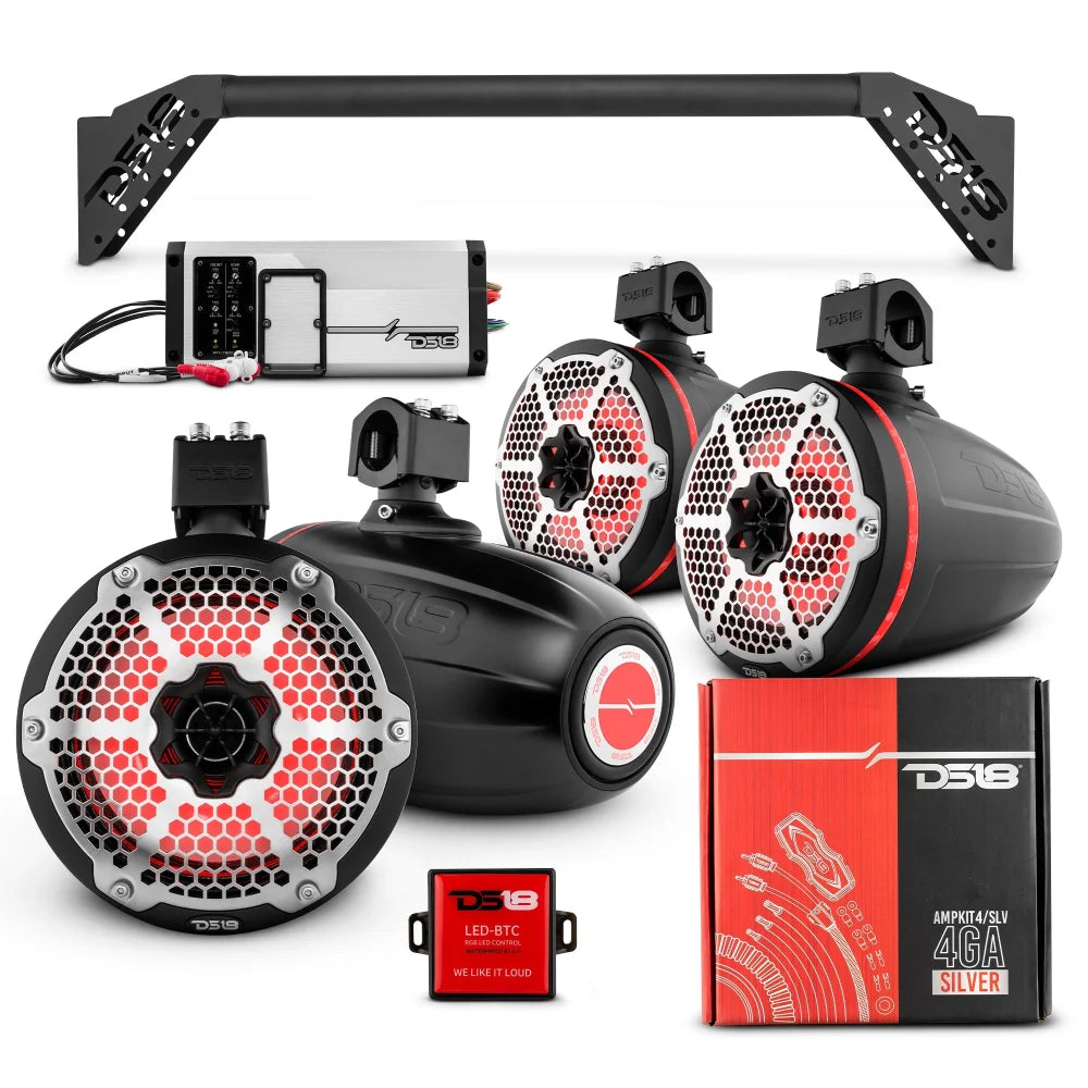 Jl-tubeup 4x 8’’ Marine Towers Speakers with Rgb Led Lights