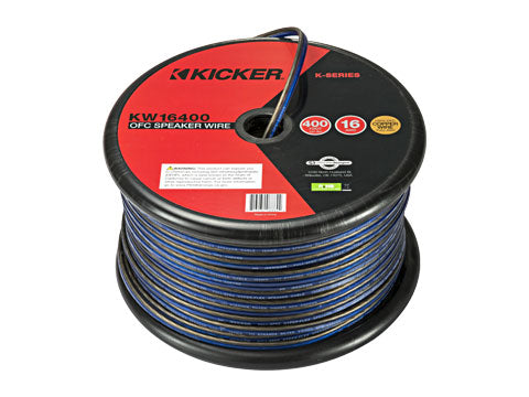 Kicker 46KW16400 K-Series 16 AWG Frost Blue and Frost Clear OFC speaker wire 400 ft spool