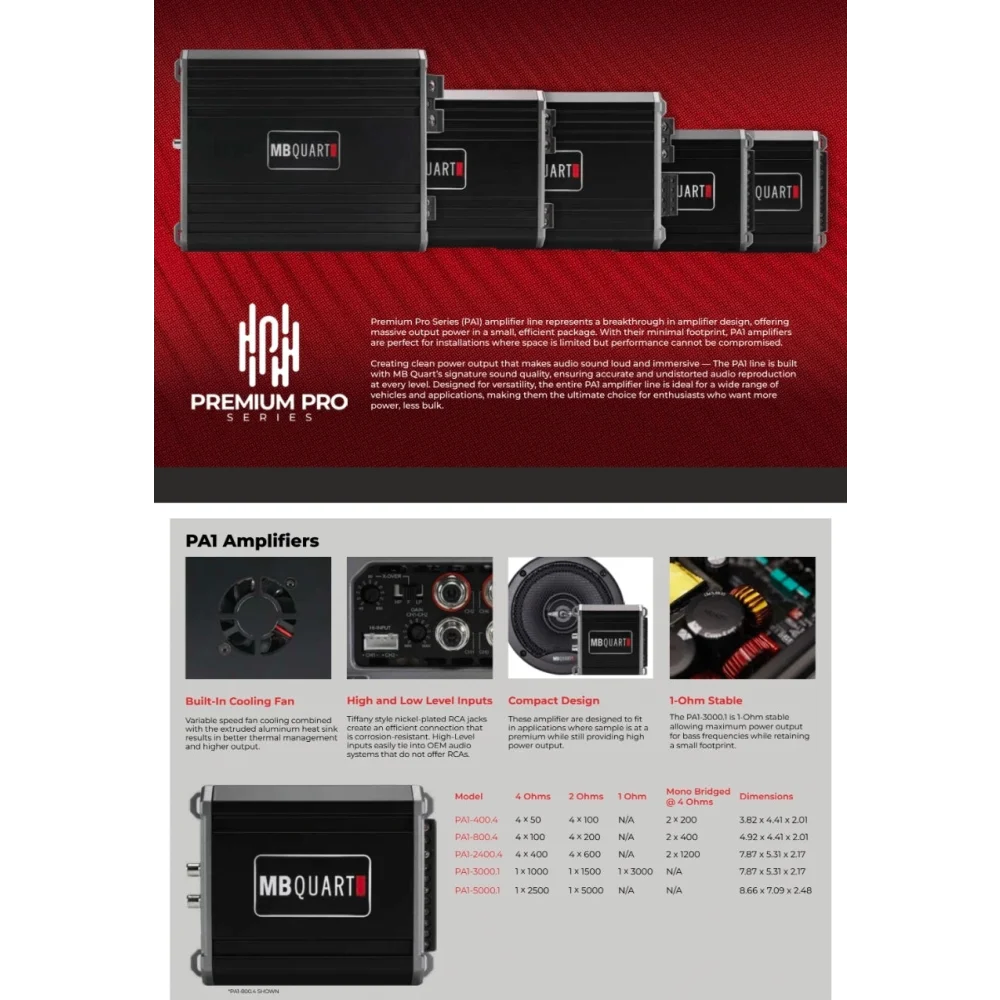 Mb Quart Pa1 5000.1 Premium Pro 1 Channel Amplifier - Sms