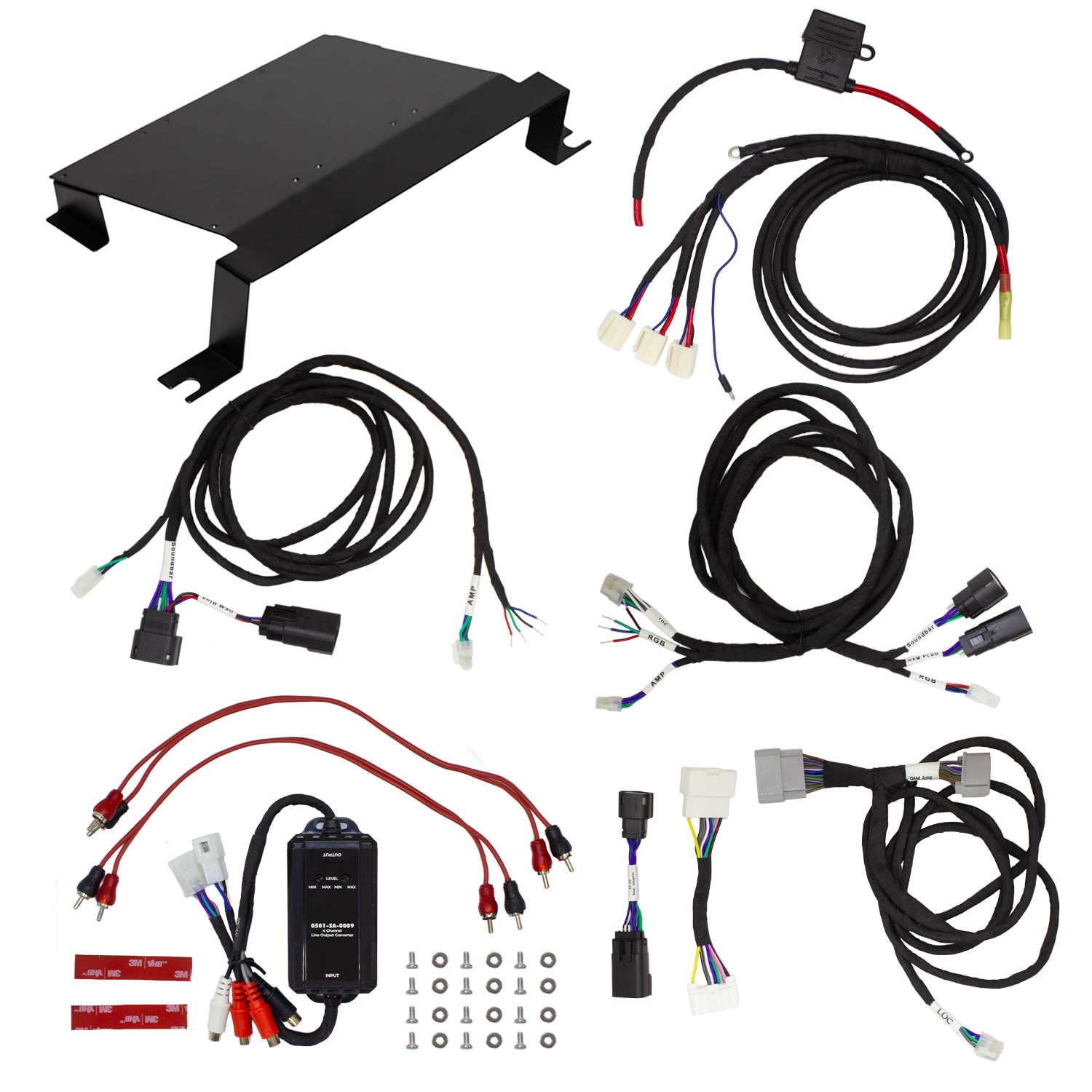 MBQJ-AMP-ACC-1 Jeep® Wrangler (JL) / Gladiator (JT) Line Output Converter Kit for adding amplifiers to power a subwoofer and/or soundbar