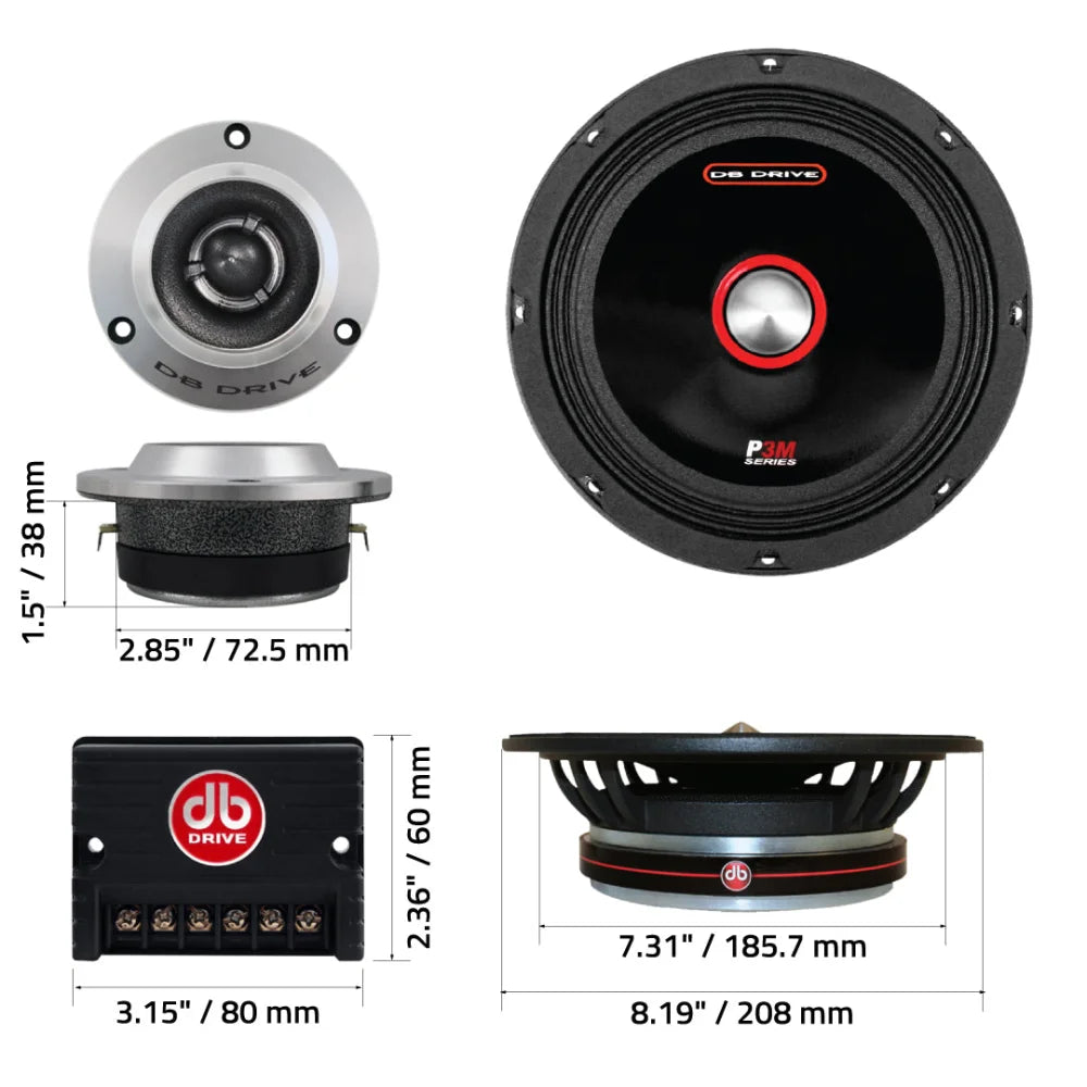 P3 8k: 8’’ Pro Audio Component Speaker - Set Sms Car Audio