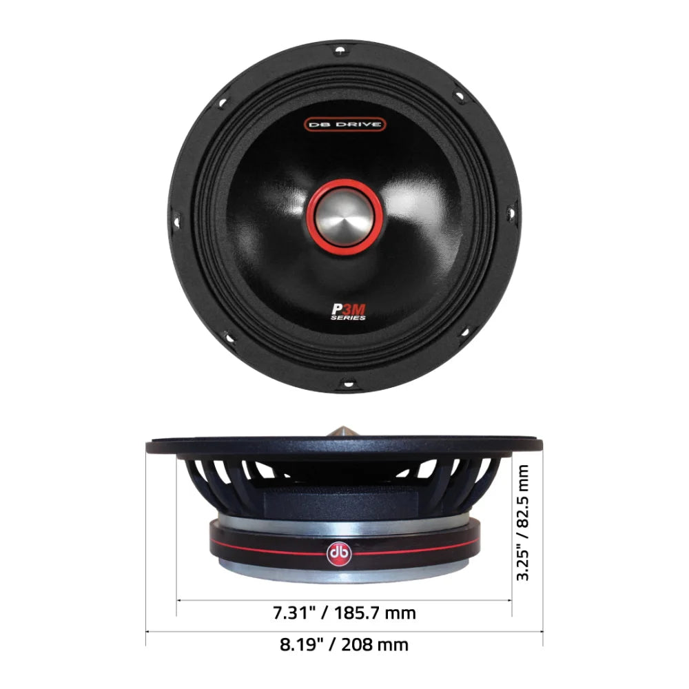 P3m 8c: 8’’ Shallow Mount Pro Audio Midrange - Sms Car Audio