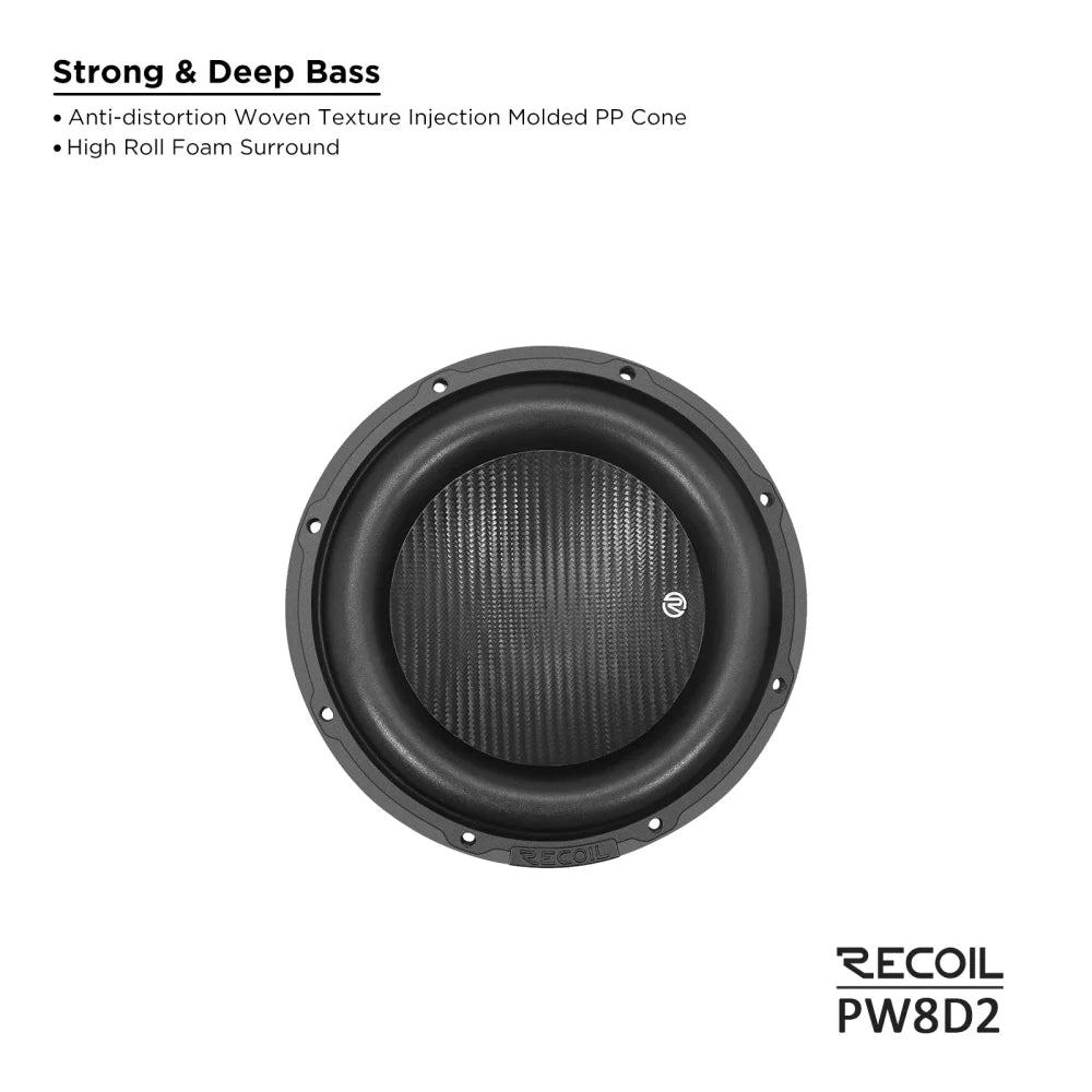 Recoil Audio Pw8d2 Echo Pro 8 Inch 400 Watts Rms Dvc 2 Ohm
