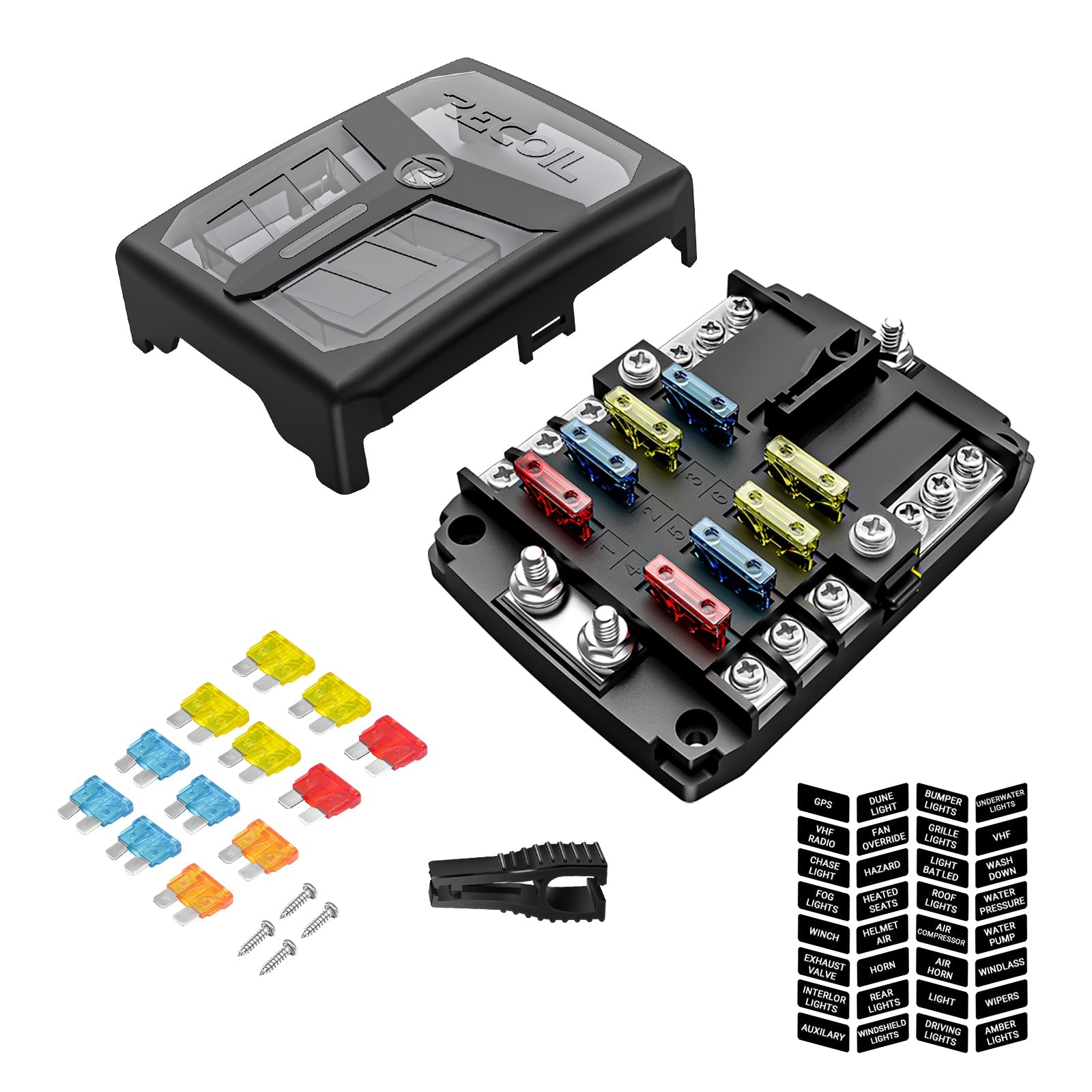 Recoil AFG6 6-way ATC ATO fuse block with negative busbar