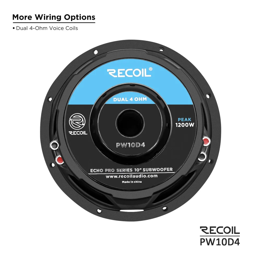 Recoil Audio Pw10d4 Echo Pro 10 Inch 1,200 Watts Power Dual