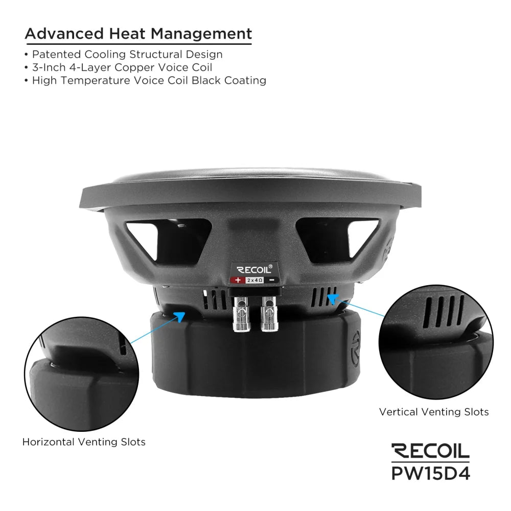 Recoil Audio Pw15d4 15’’ Subwoofer 800 Watts Rms - Sms Car