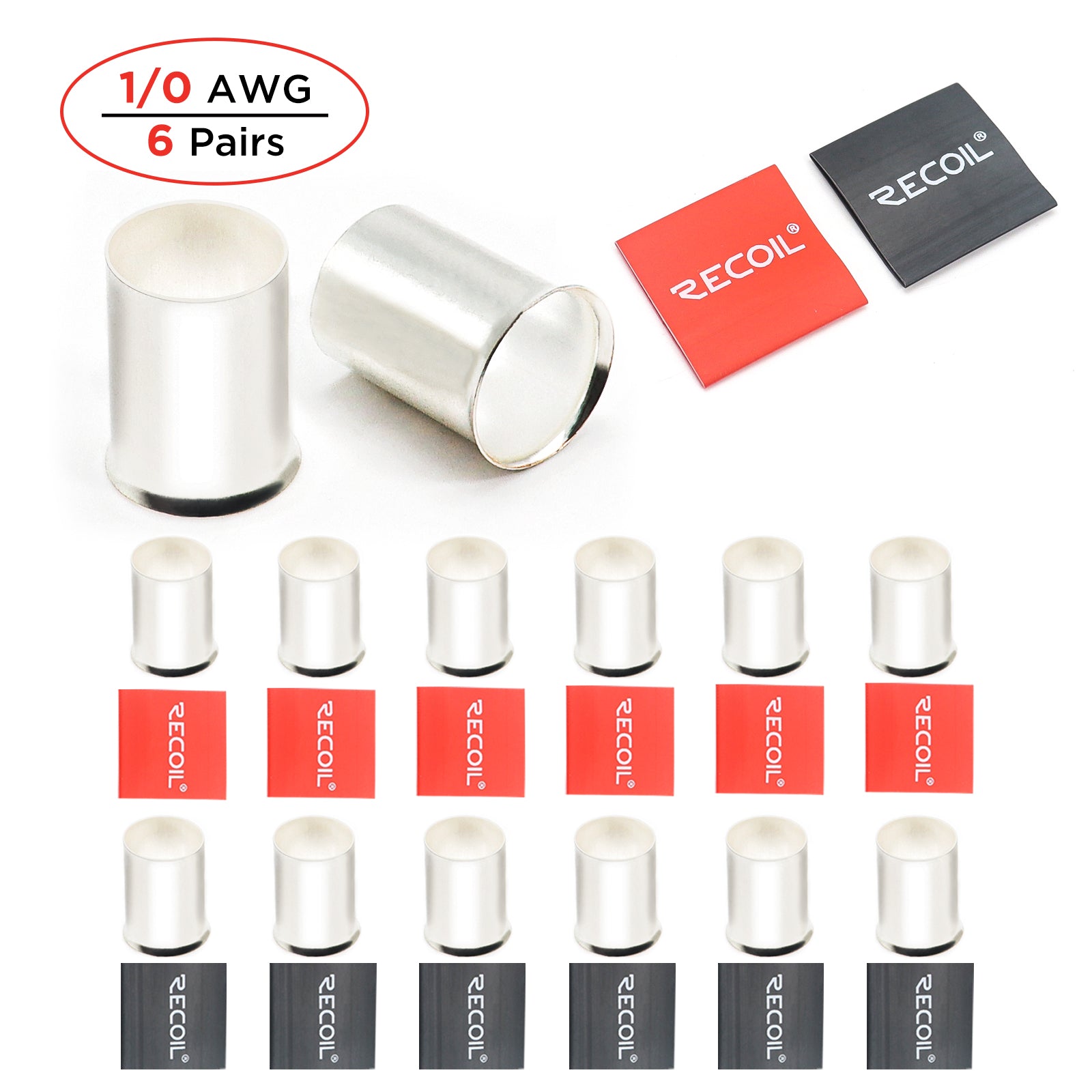 Recoil WF012 1/0 AWG Wire Ferrules with Heat Shrink