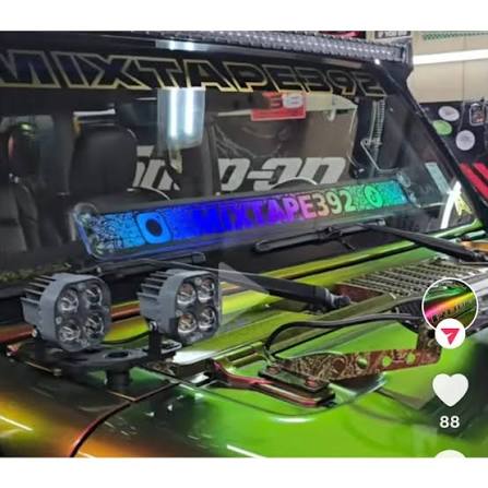 Lit FX custom engraved LED dash plaque with suction-cup windshield mounting and included controller