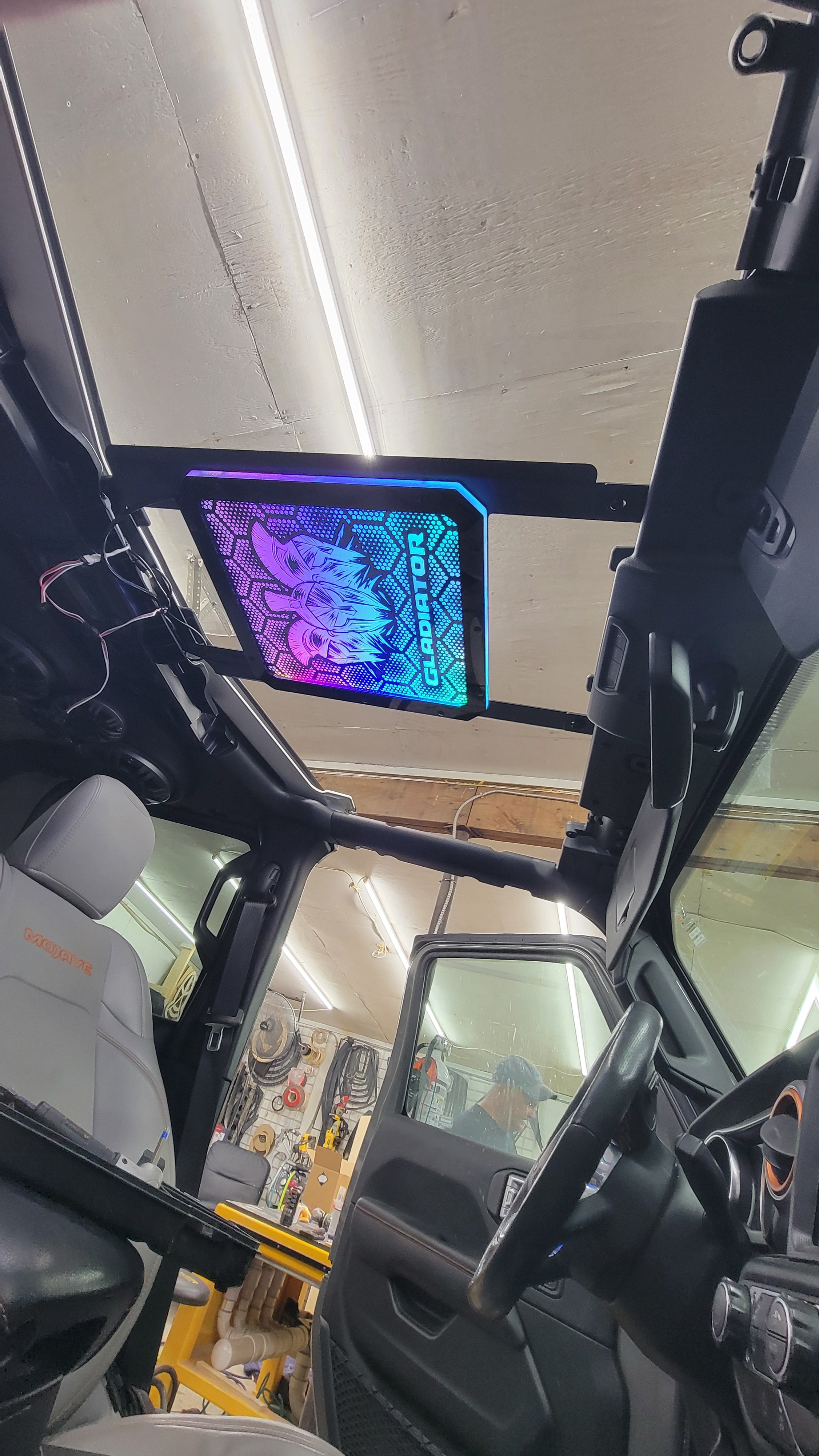 Lit FX SMS Car Audio Jeep show build MOLLE rack LED panel