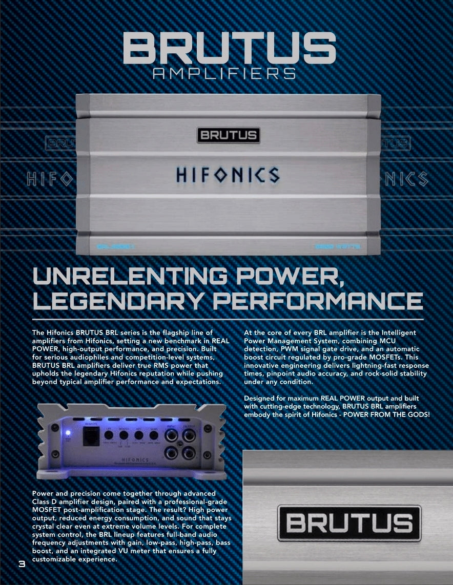 HIFONICS BRUTUS 2025 MODEL 3000.1 TRUE RATED POWER