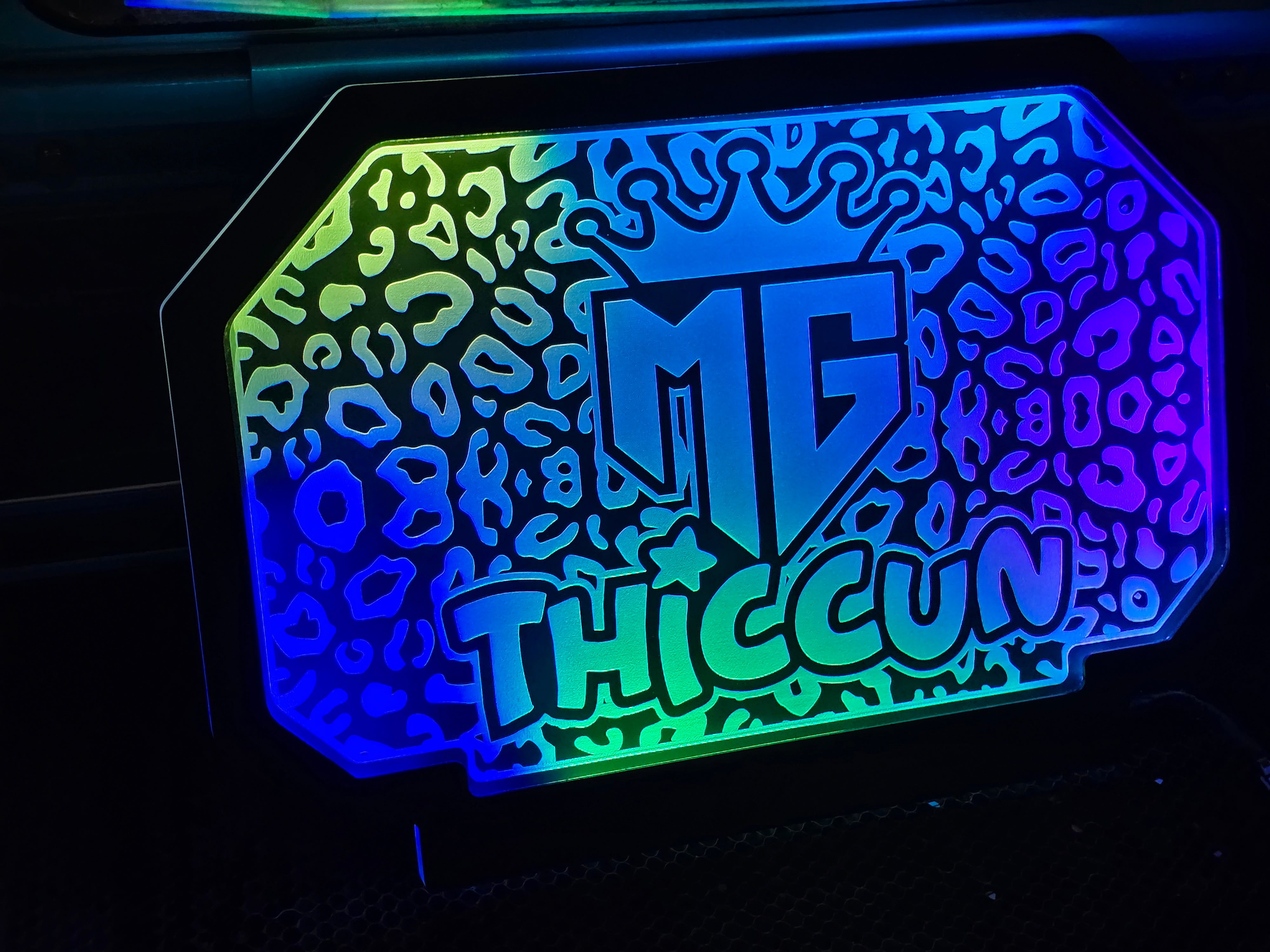 Lit FX SMS Car Audio engraved Jeep hood prop illuminated show panel detail