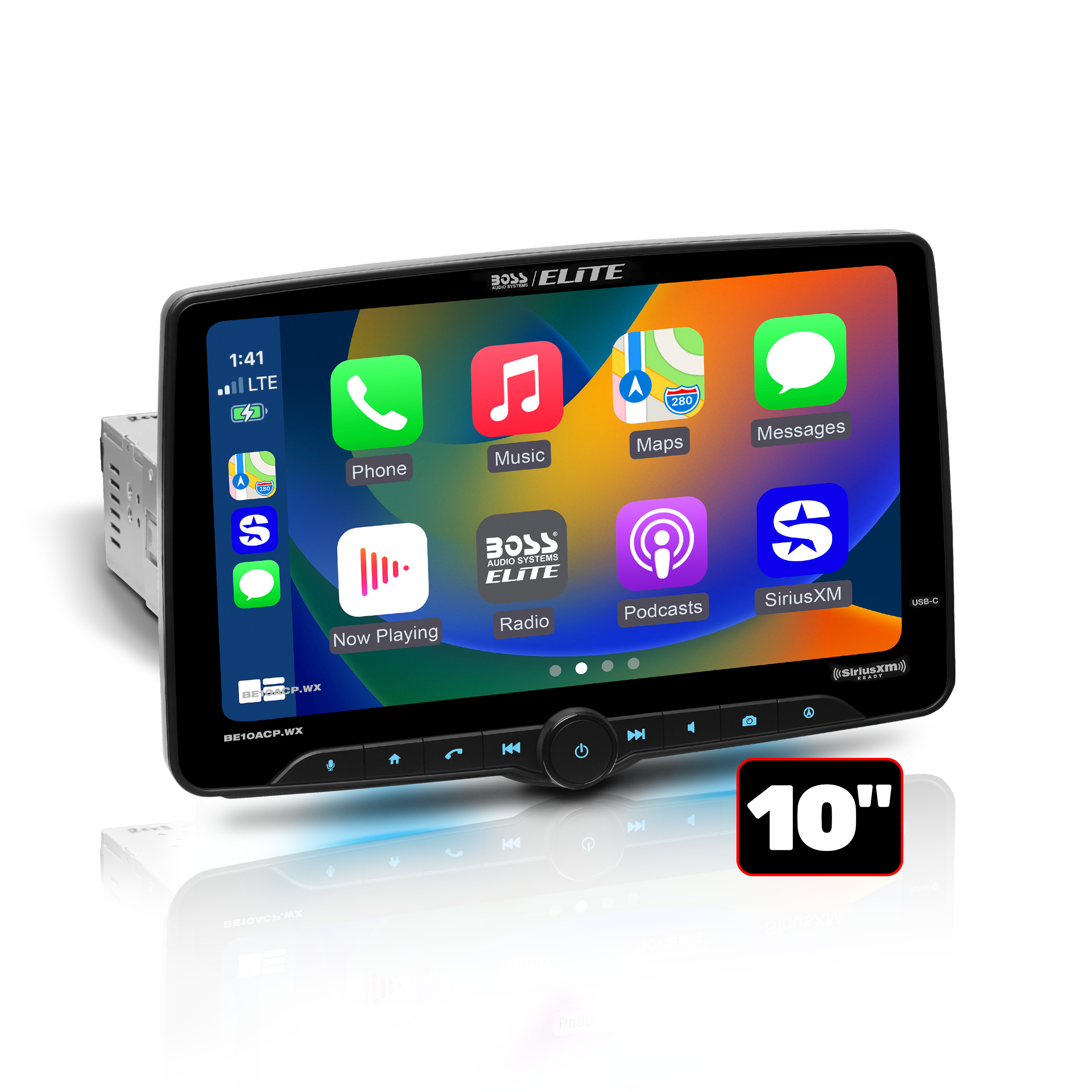 BOSS Elite BE10ACP.WX 10.1" Floating Touchscreen Radio with Wireless Apple CarPlay & Android Auto