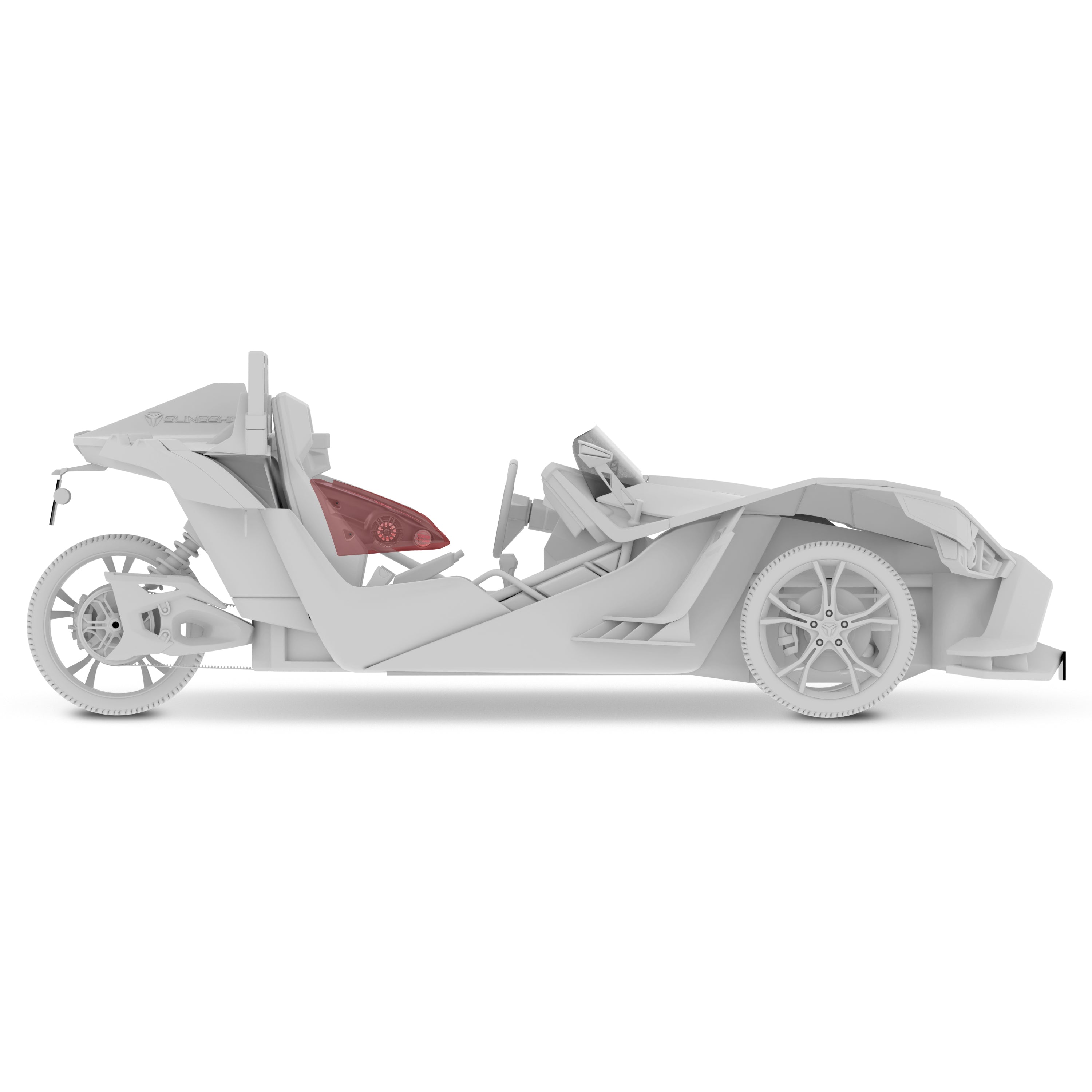 Polaris Slingshot Arm Rest Empty Enclosure With Digital Led Lights fits 2 x 6.5" Speakers | 2015 - Current