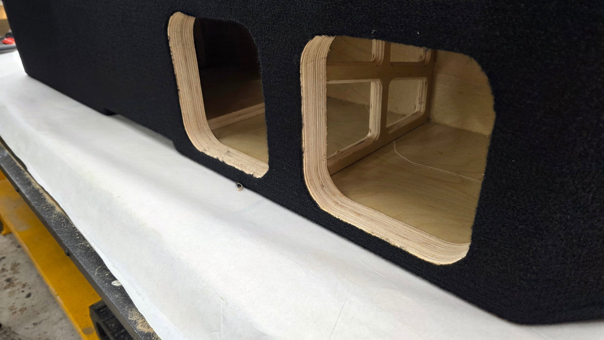 2022 GMC Denali dual KICKER Solo X 8 enclosure fabrication detail
