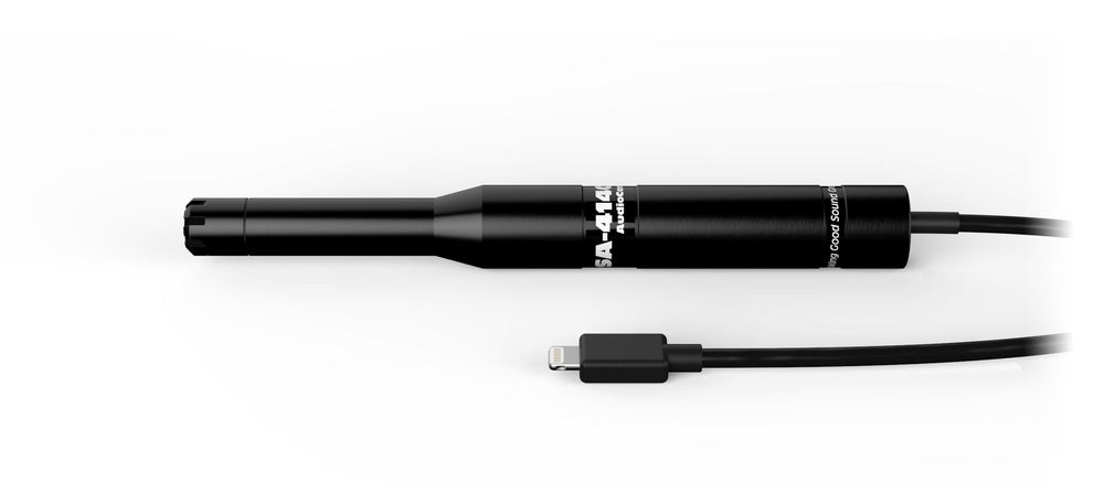 Manufacturer reference photograph of AudioControl SA-4140i SPL Lightning measurement microphone; the actual used unit sold by SMS Car Audio may differ cosmetically.