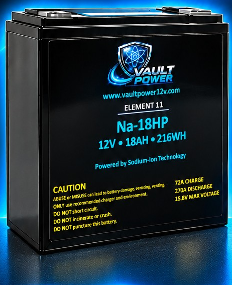 Vault Power NA-18HP 18Ah sodium-ion battery — exact model from supplier product photo
