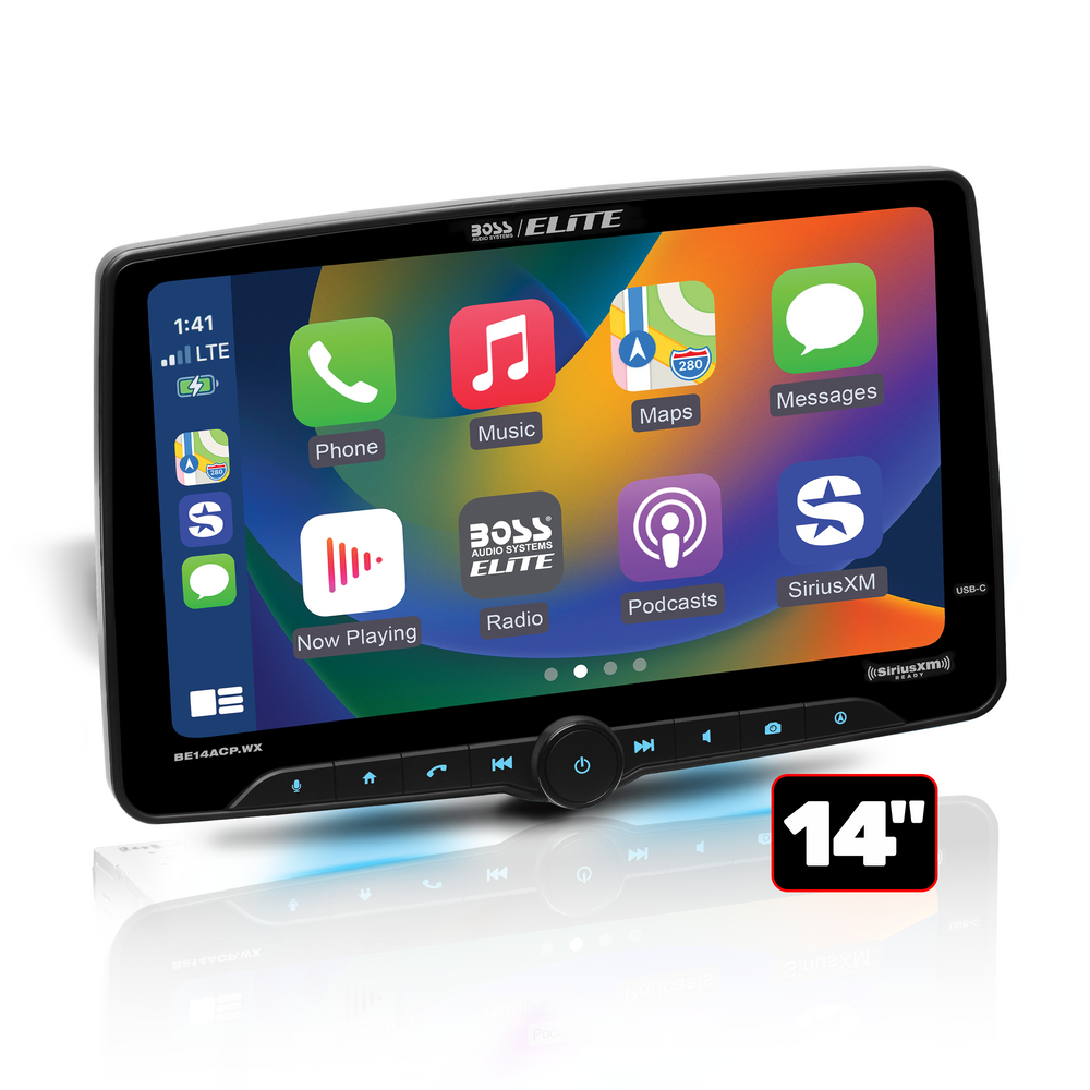 BOSS Elite BE14ACP.WX 14-Inch Floating Touchscreen Radio front view