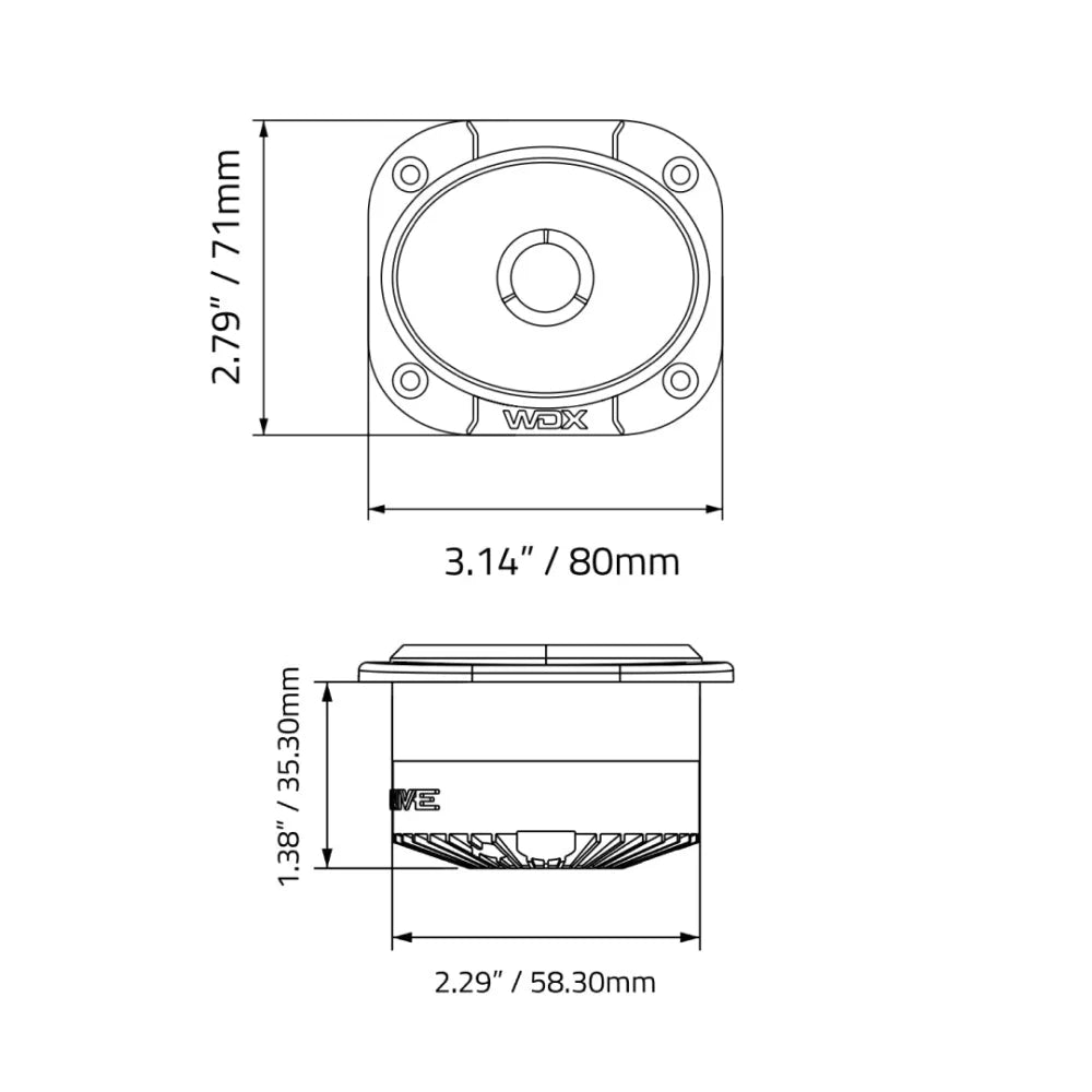 Wdx7n-tw: 1 In. Titanium Dome Elliptical Mini Tweeter - Db