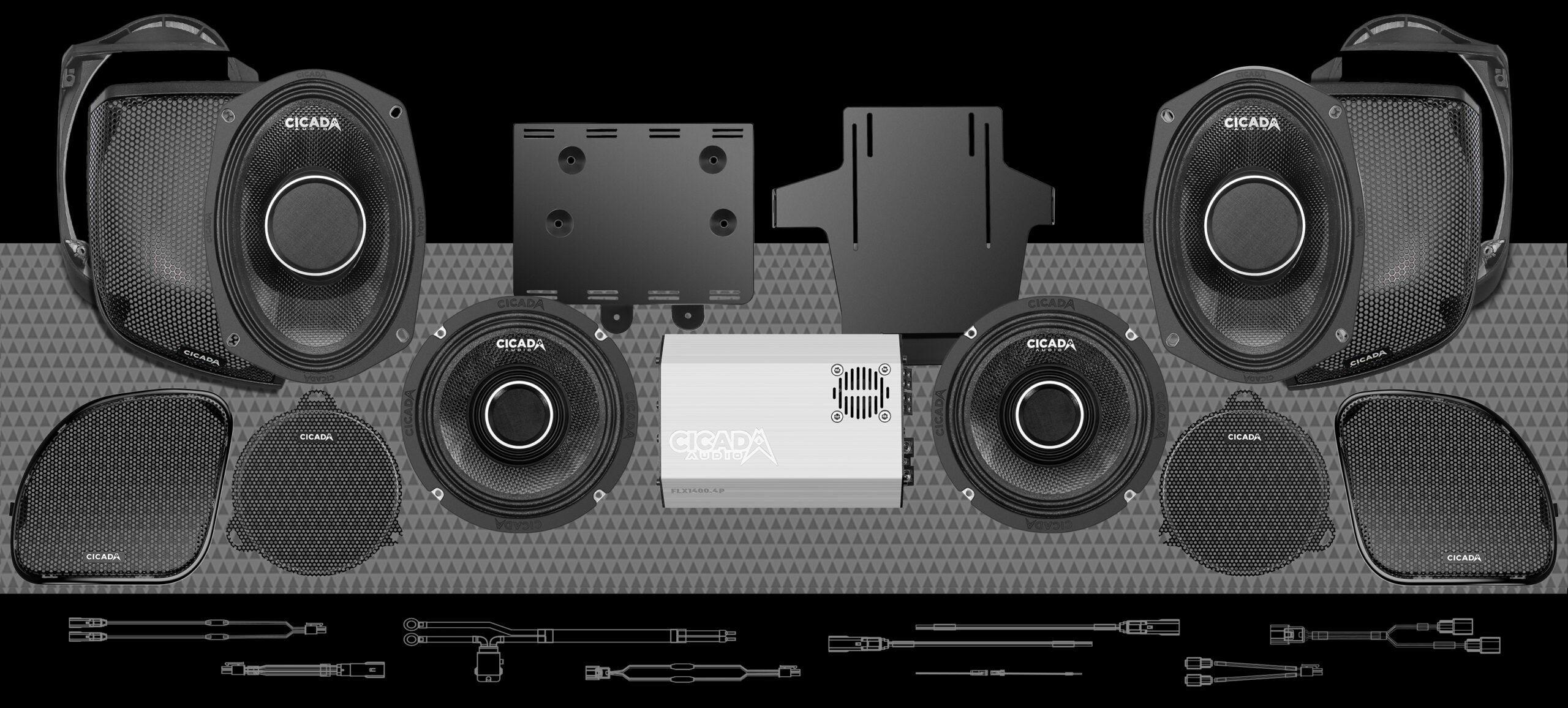 Cicada Audio Harley-Davidson complete motorcycle audio system available from SMS Car Audio