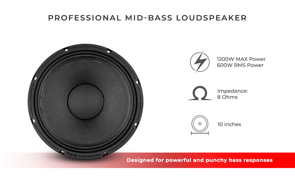 10’’ Mid-bass Loudspeaker 600 Watts Rms 8-ohm