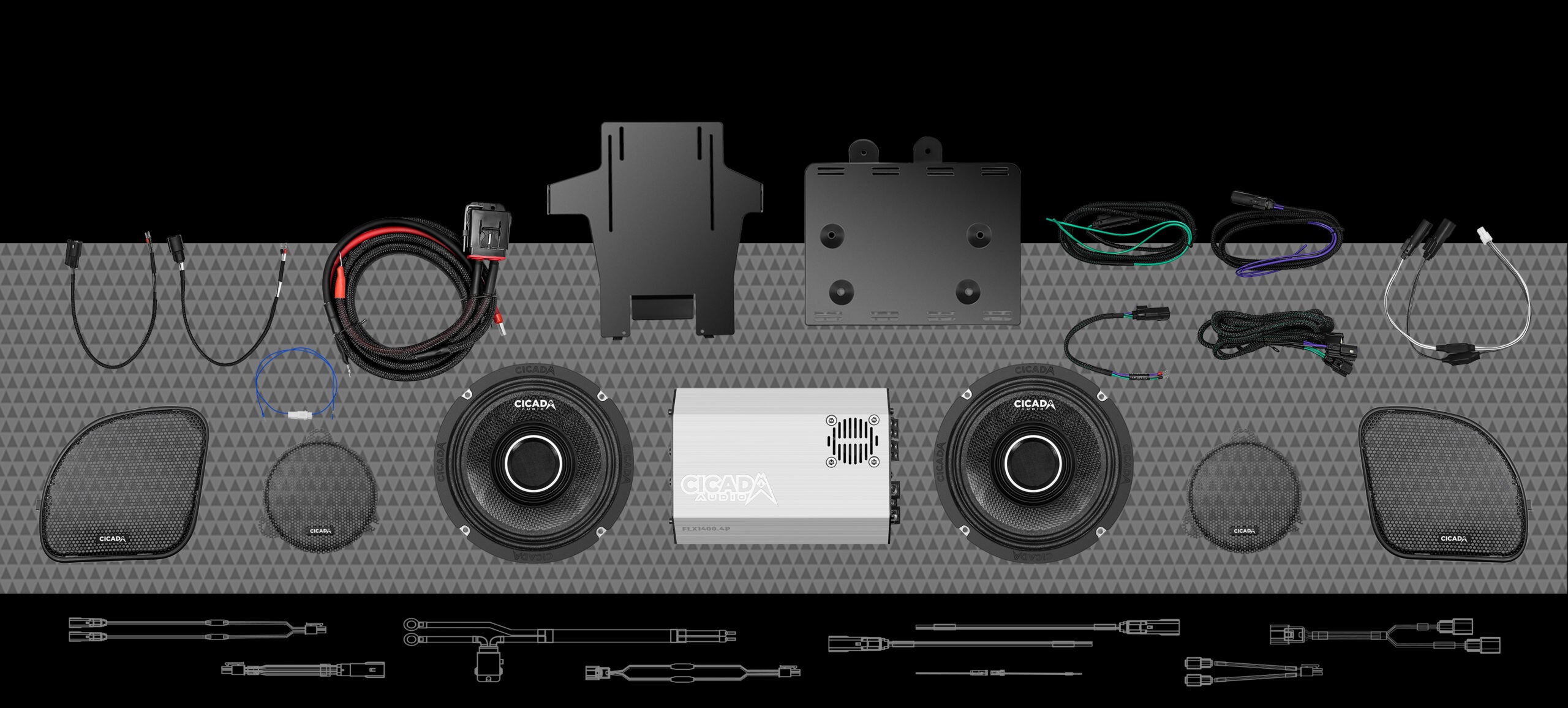 Cicada Audio 2014–2023 Harley Touring front-stage complete audio system