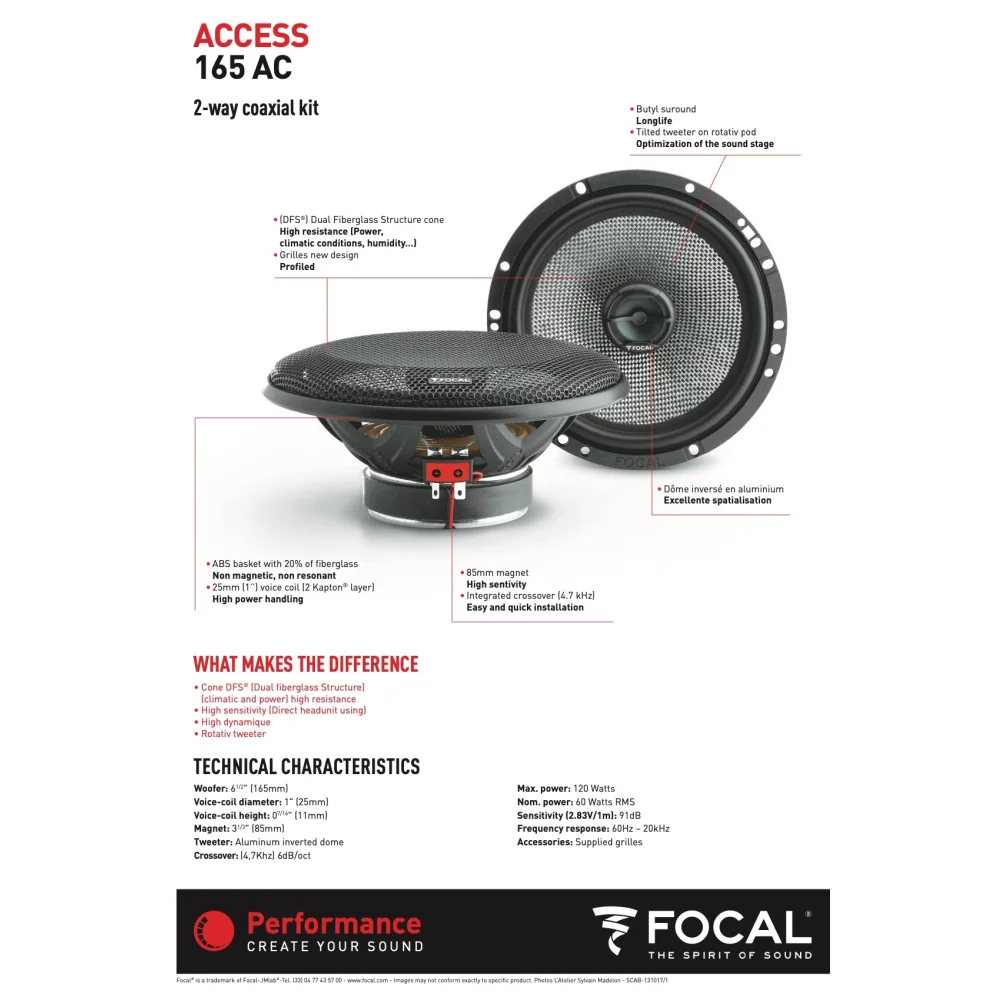 165 Ac Focal Access 6.5’’ 6 1/2 Inch Coaxial 2 Way