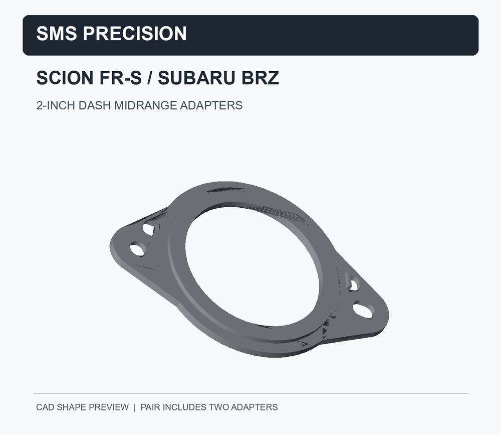 CAD model preview of the SMS Precision Scion FR-S and Subaru BRZ 2-inch dash speaker adapter pair