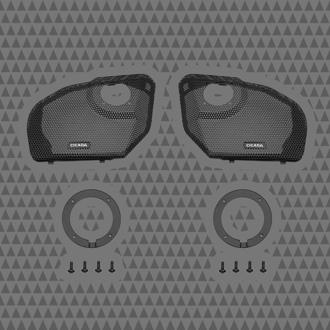 Cicada Audio 24CHDRGGT-075 2024+ Harley-Davidson Road Glide grilles with RR075T tweeter mounts