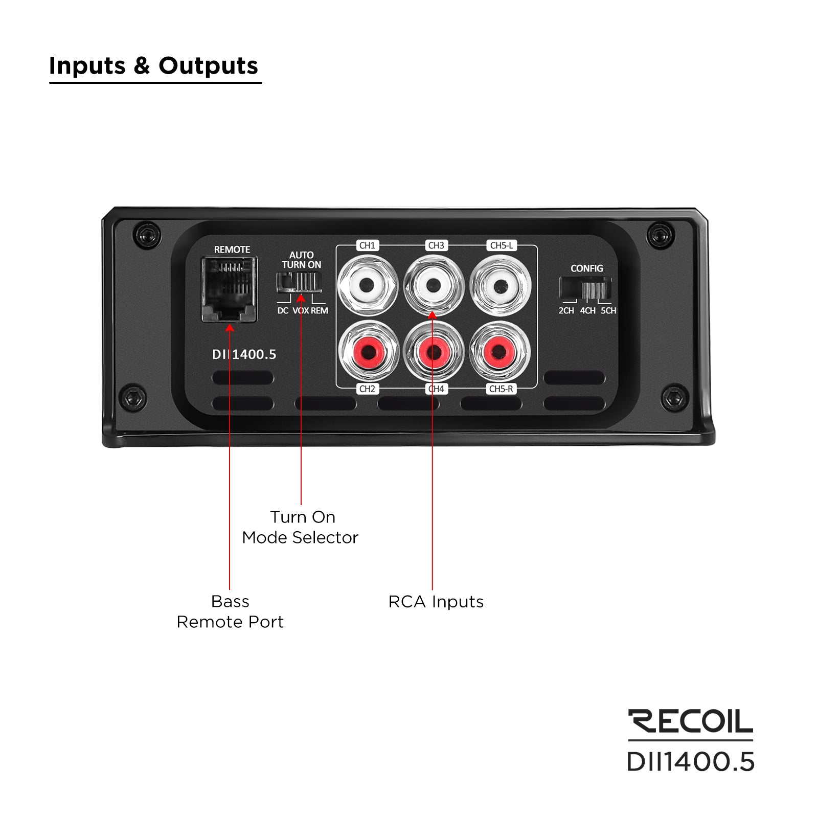 Recoil Audio DII1400.5 Amplifier product image at SMS Car Audio